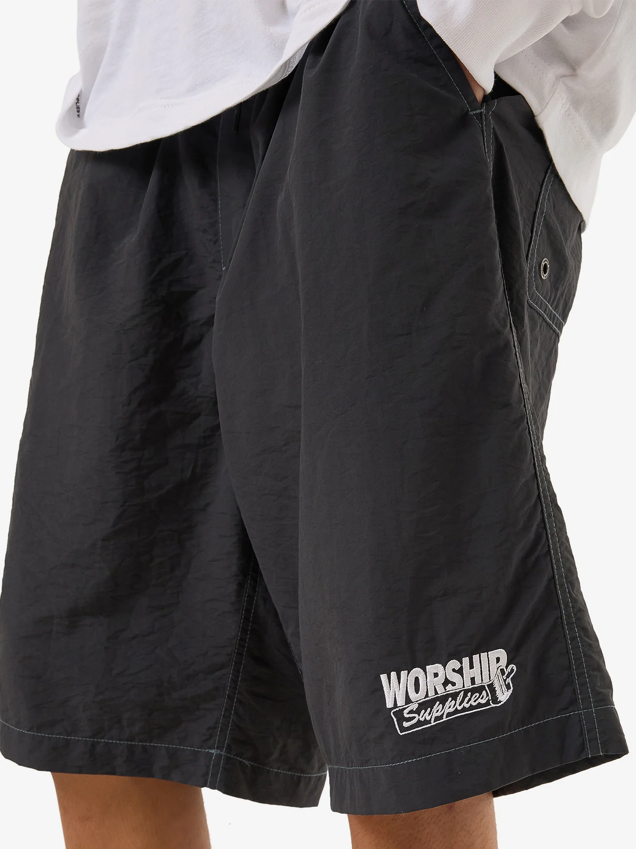 Dry Paint Baggie Nylon Short  - Worn Black - Image 6