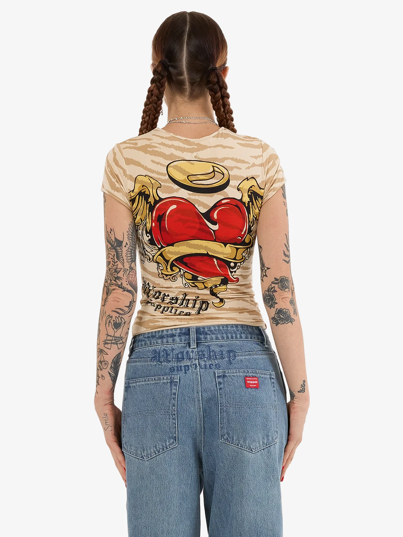 Eat Ur Heart Out Cap Sleeve Tee - Nude - Image 2