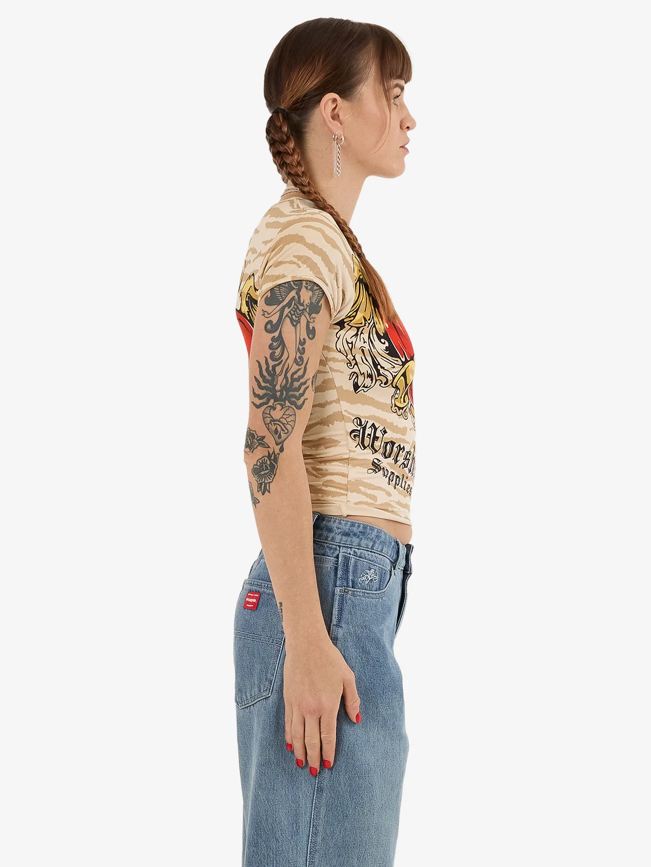 Eat Ur Heart Out Cap Sleeve Tee - Nude - Image 4