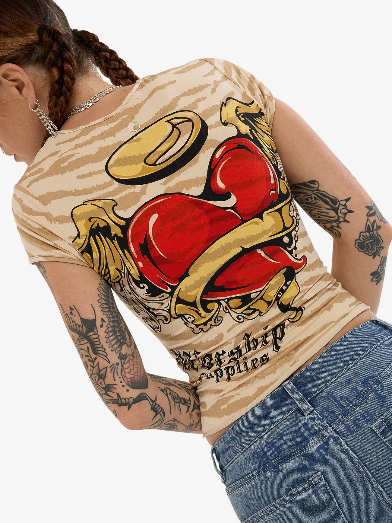 Eat Ur Heart Out Cap Sleeve Tee - Nude - Image 8