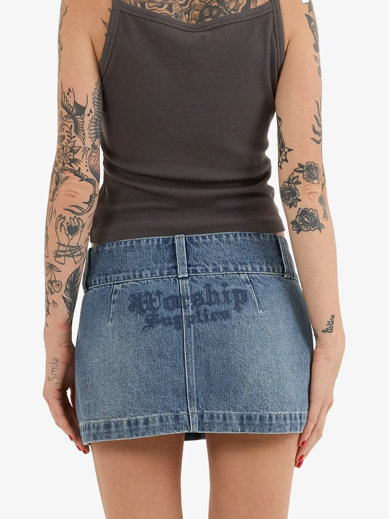 Eat Ur Heart Out Micro Skirt - Dirty Rage Blue - Image 2