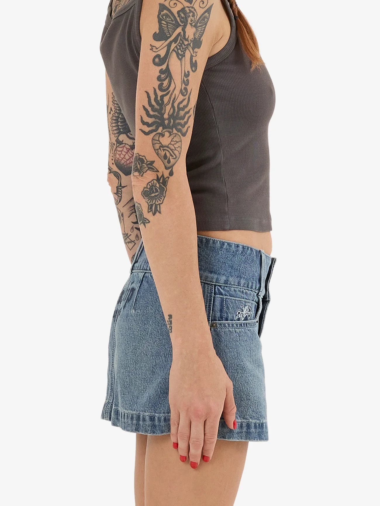 Eat Ur Heart Out Micro Skirt - Dirty Rage Blue - Image 4