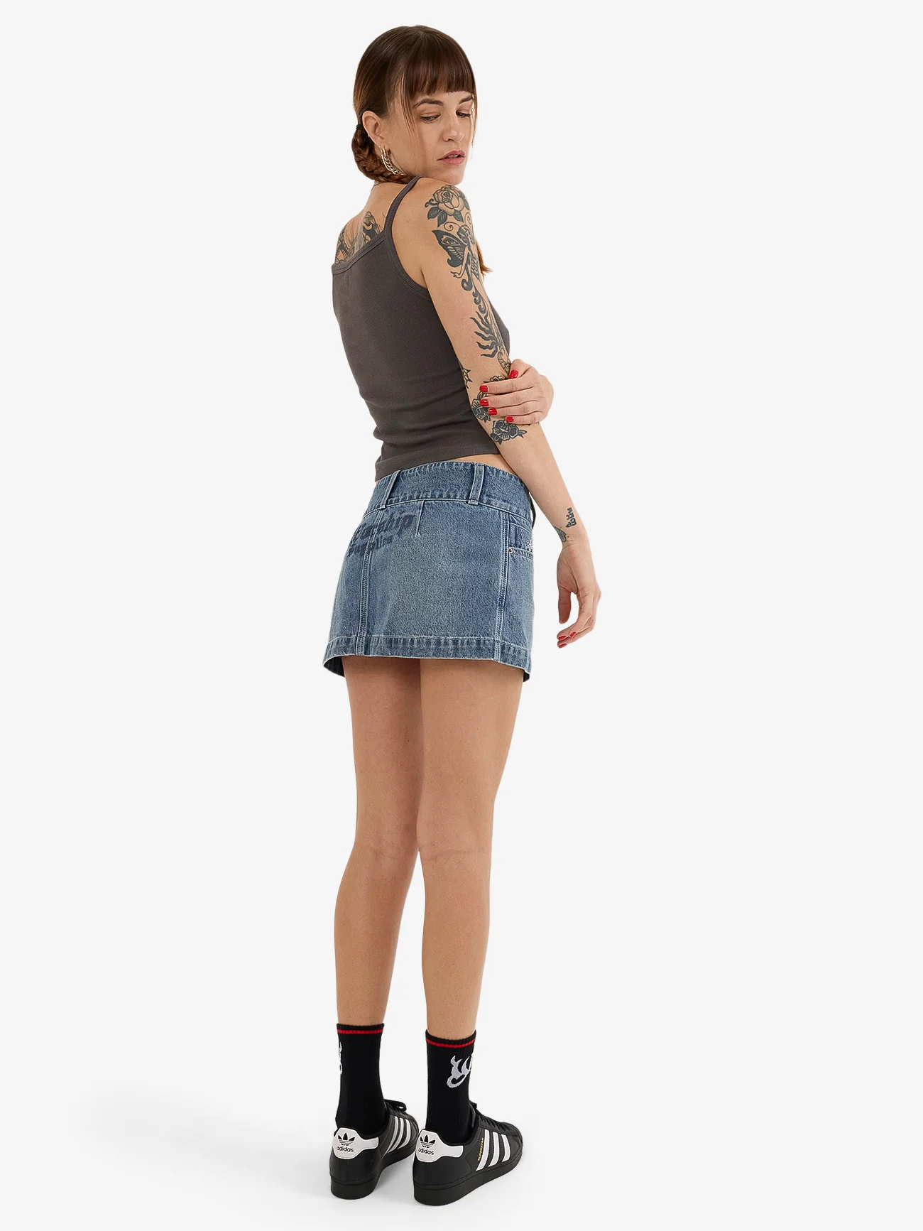 Eat Ur Heart Out Micro Skirt - Dirty Rage Blue - Image 5