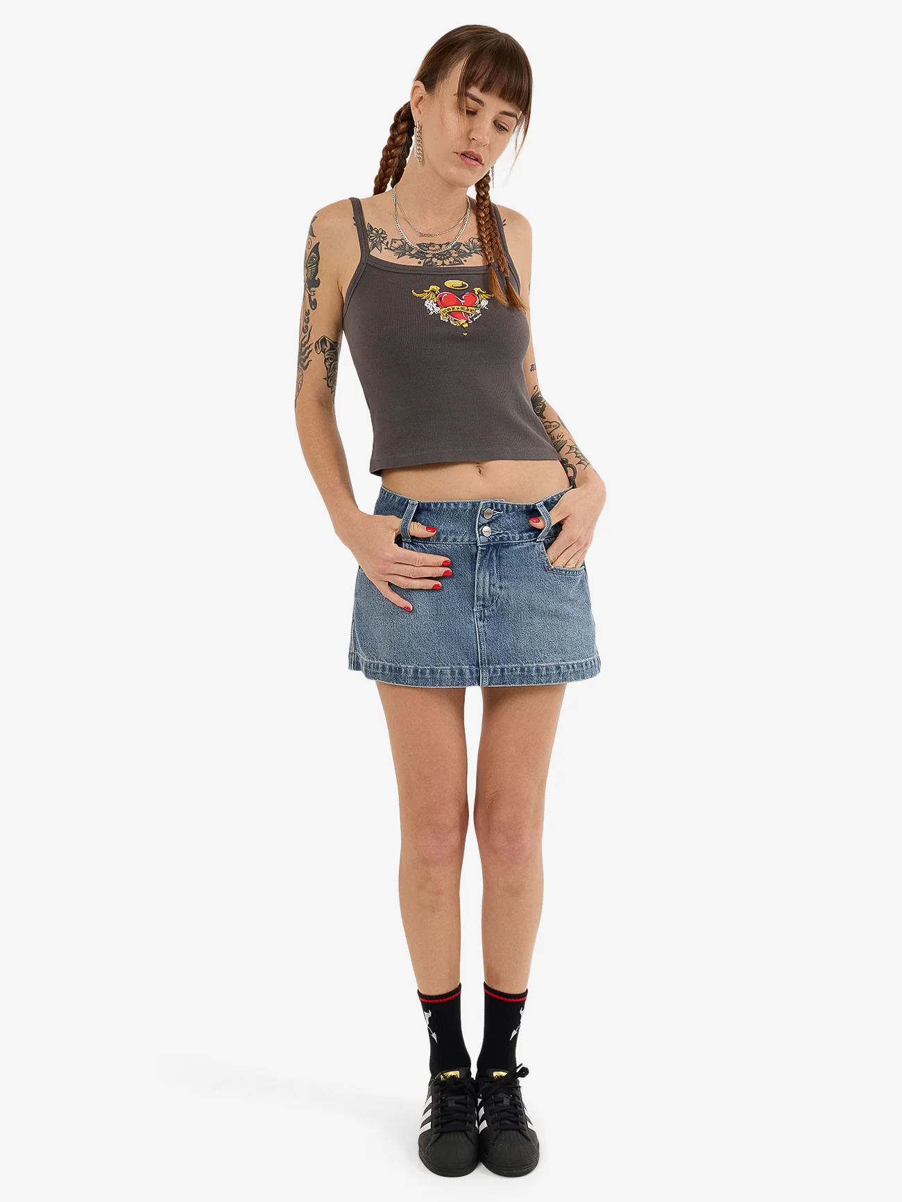 Eat Ur Heart Out Micro Skirt - Dirty Rage Blue - Image 6