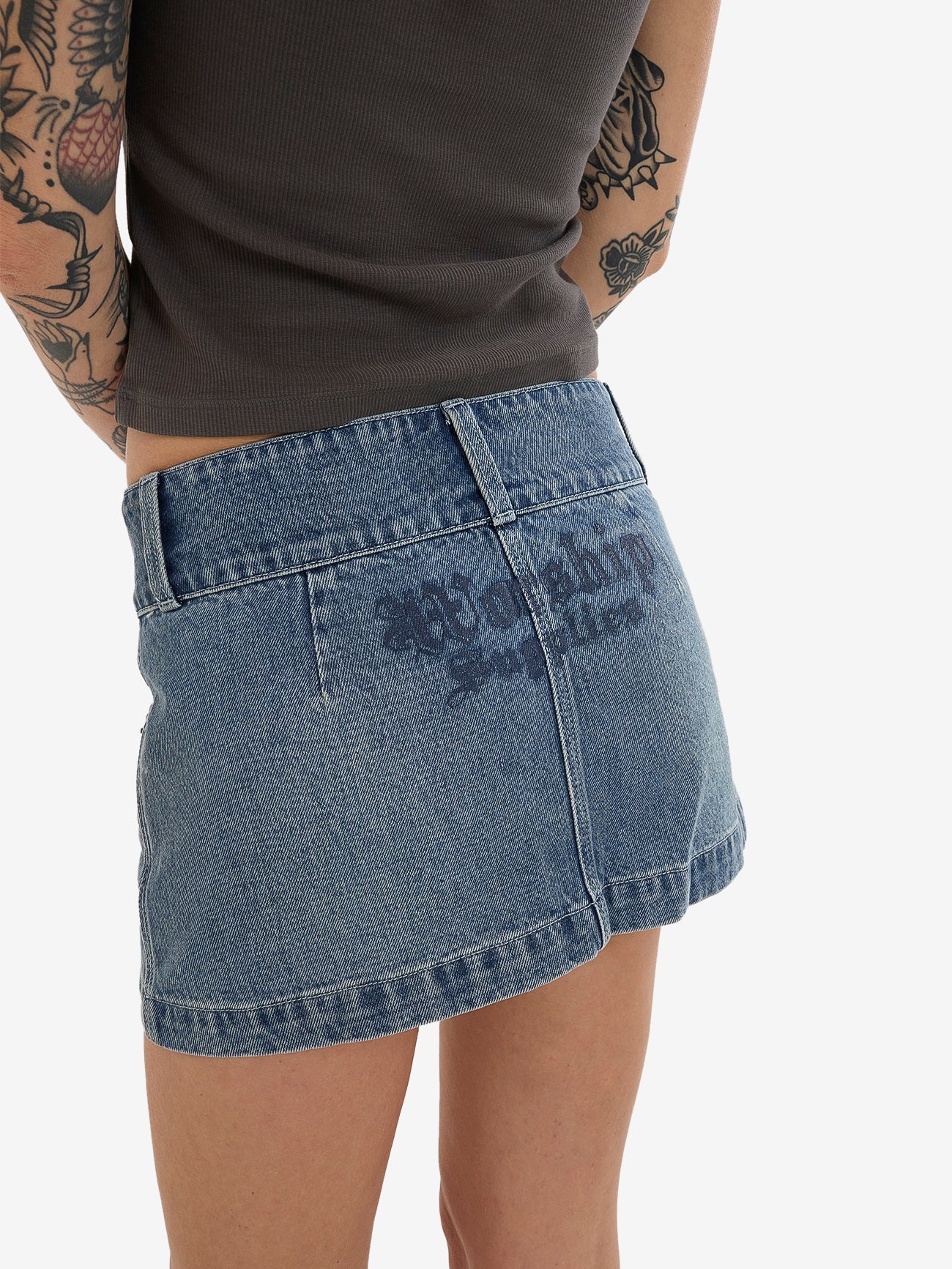 Eat Ur Heart Out Micro Skirt - Dirty Rage Blue - Image 9