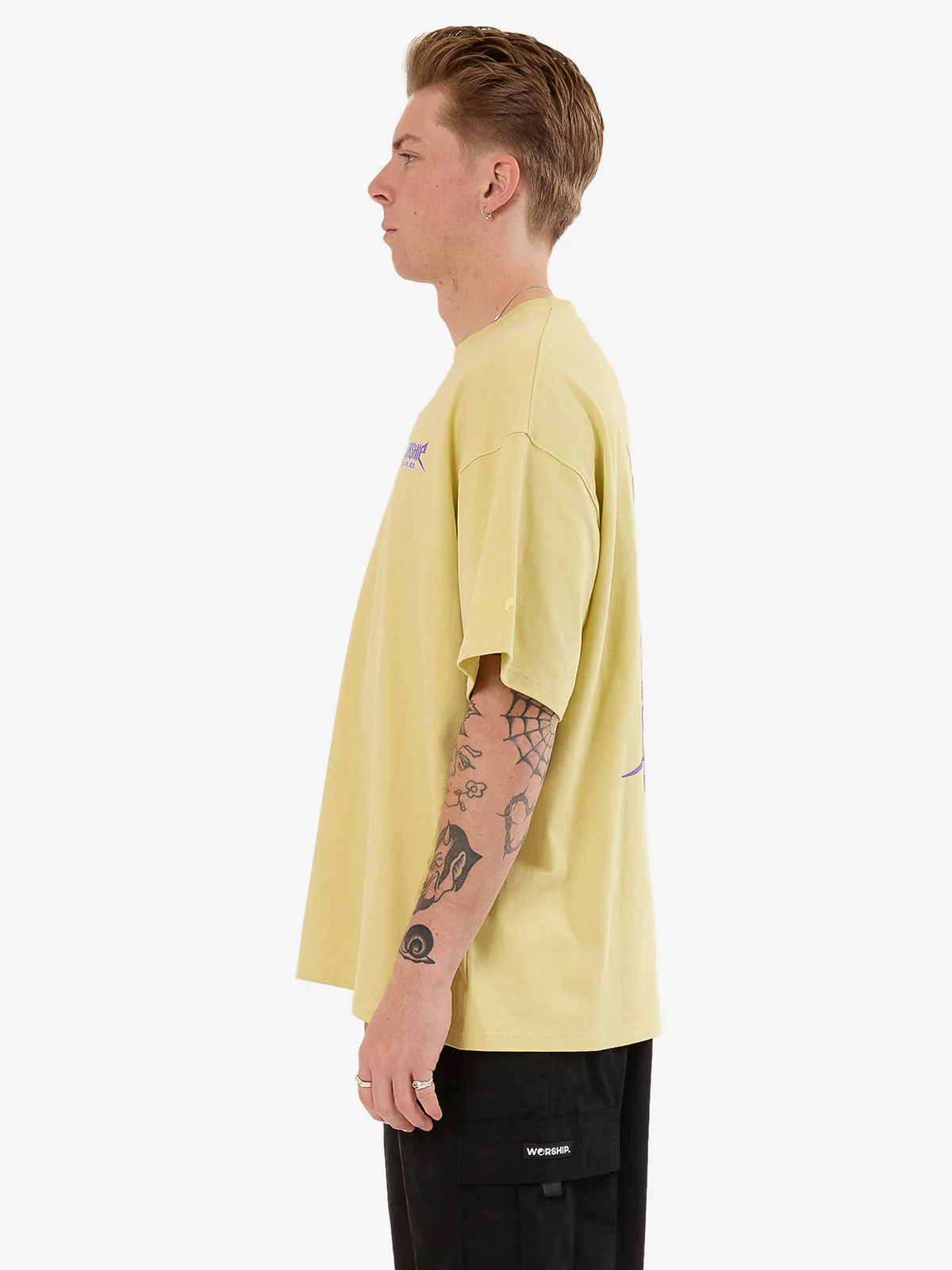 Echo Oversize Tee - Sickly Yellow - Image 4