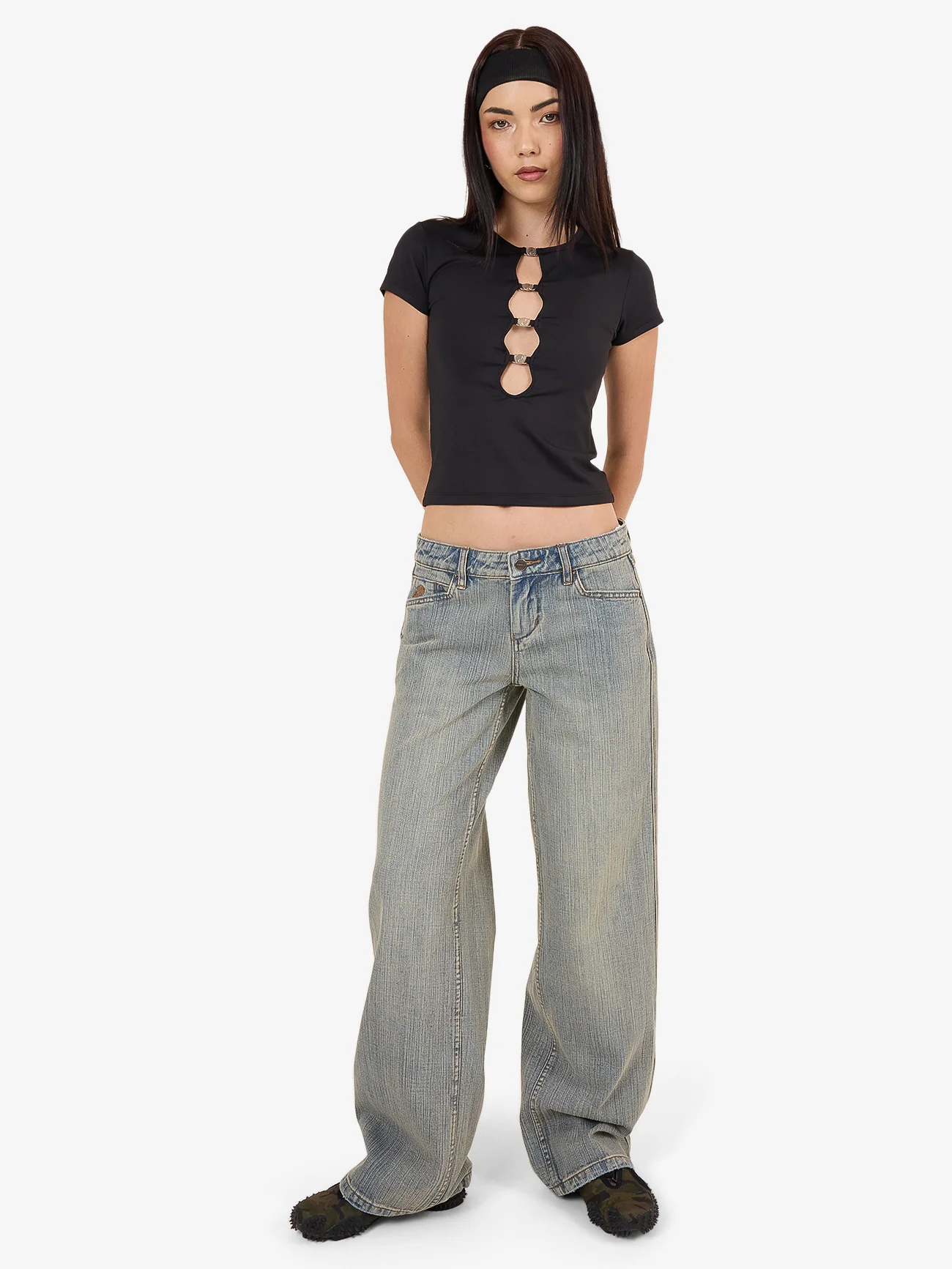 Entice Low Cut Cap Sleeve Top - Black - Image 3