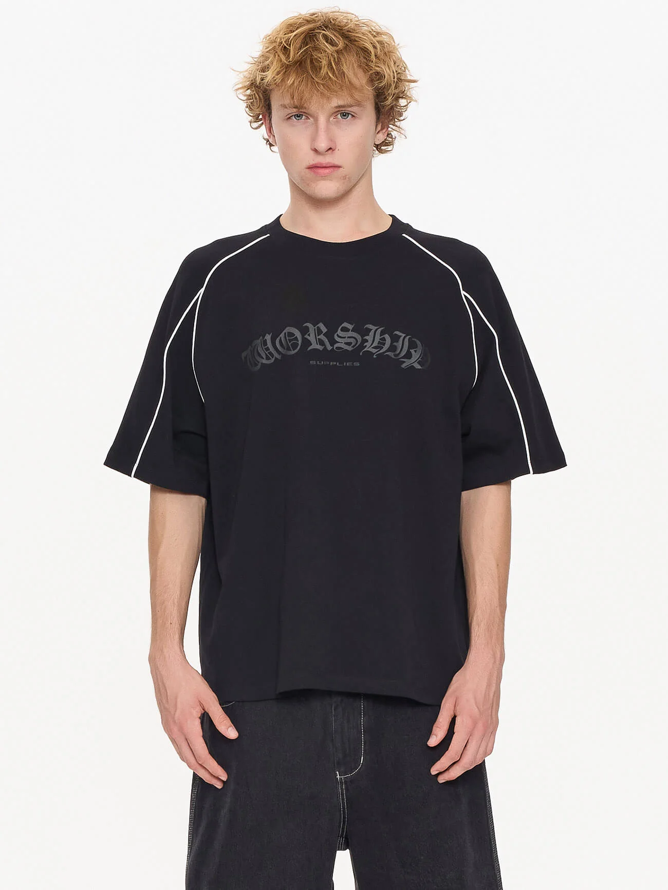 Frequency Panel Oversize Raglan Tee - Black - Image 3