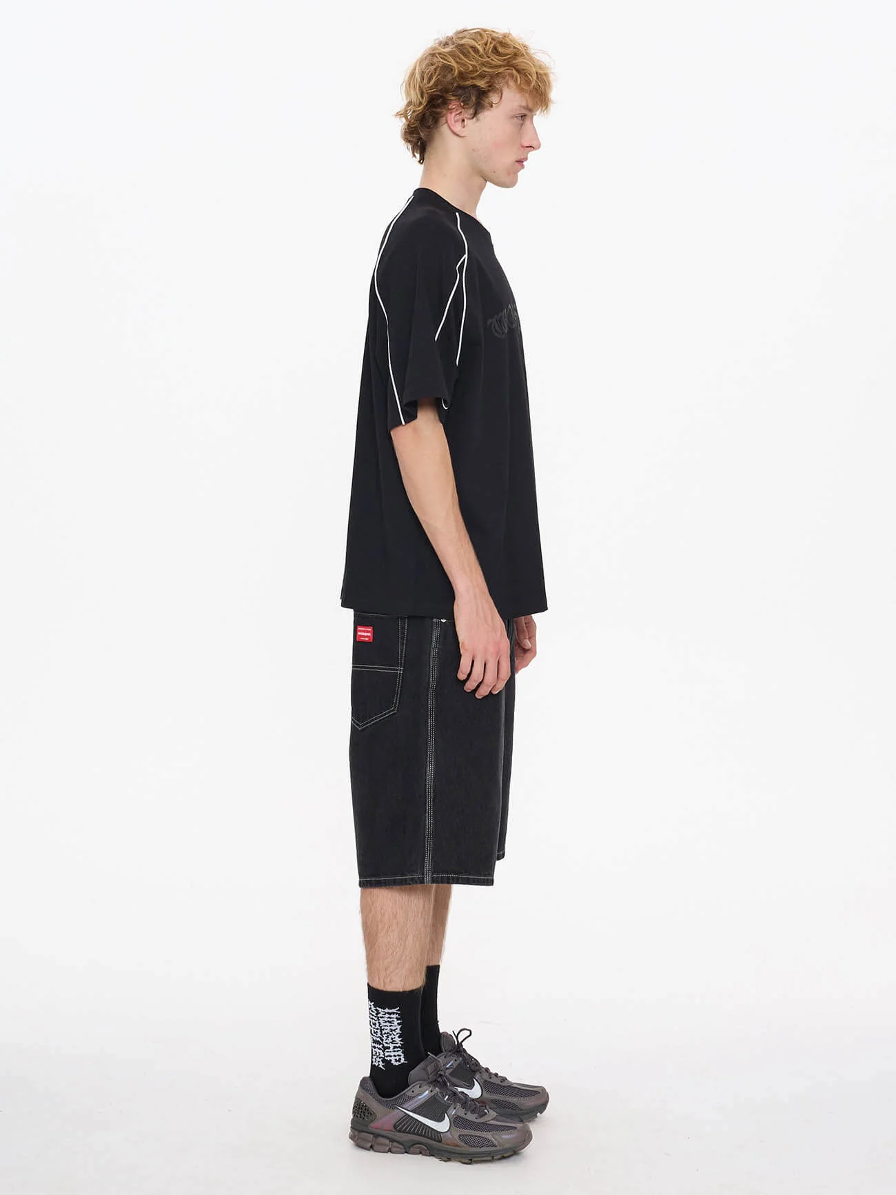 Frequency Panel Oversize Raglan Tee - Black - Image 4