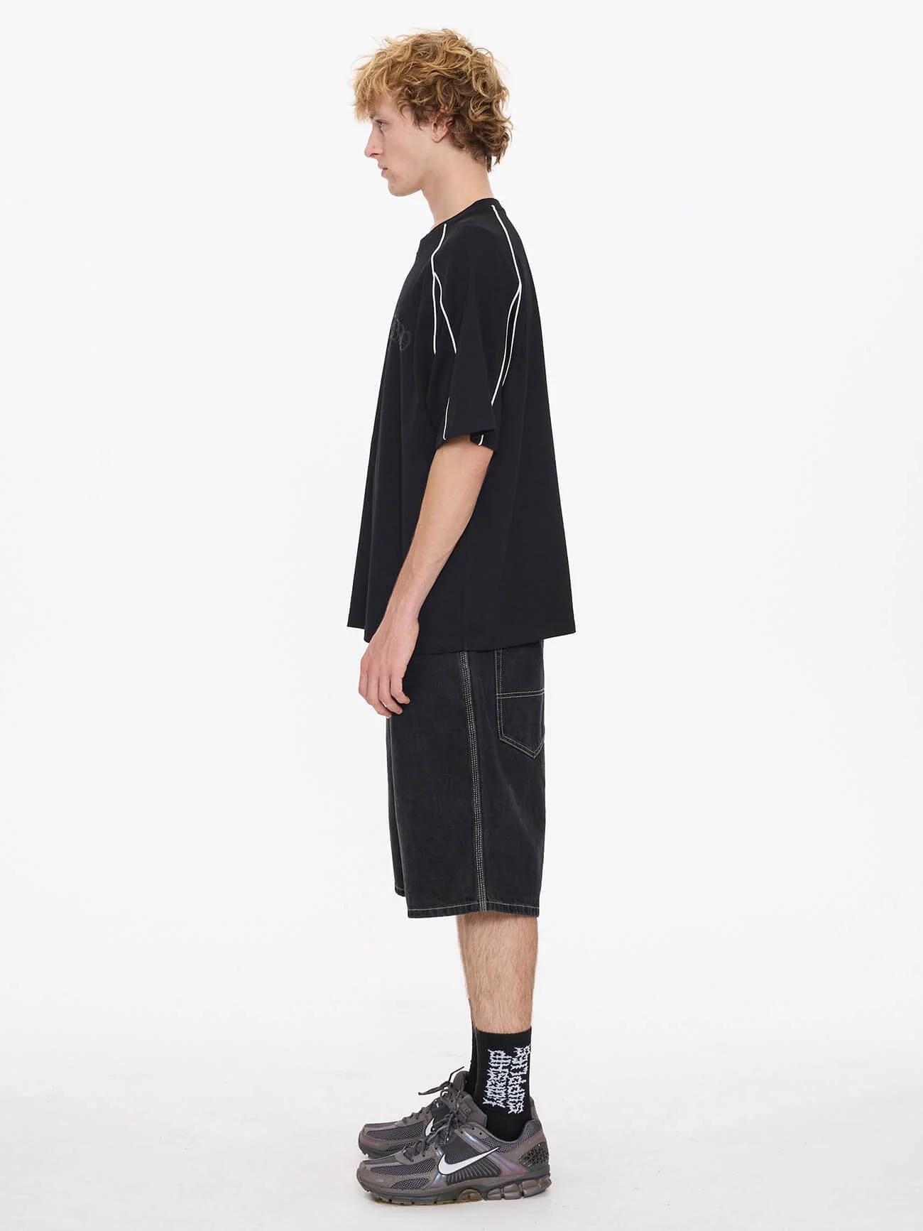 Frequency Panel Oversize Raglan Tee - Black - Image 6
