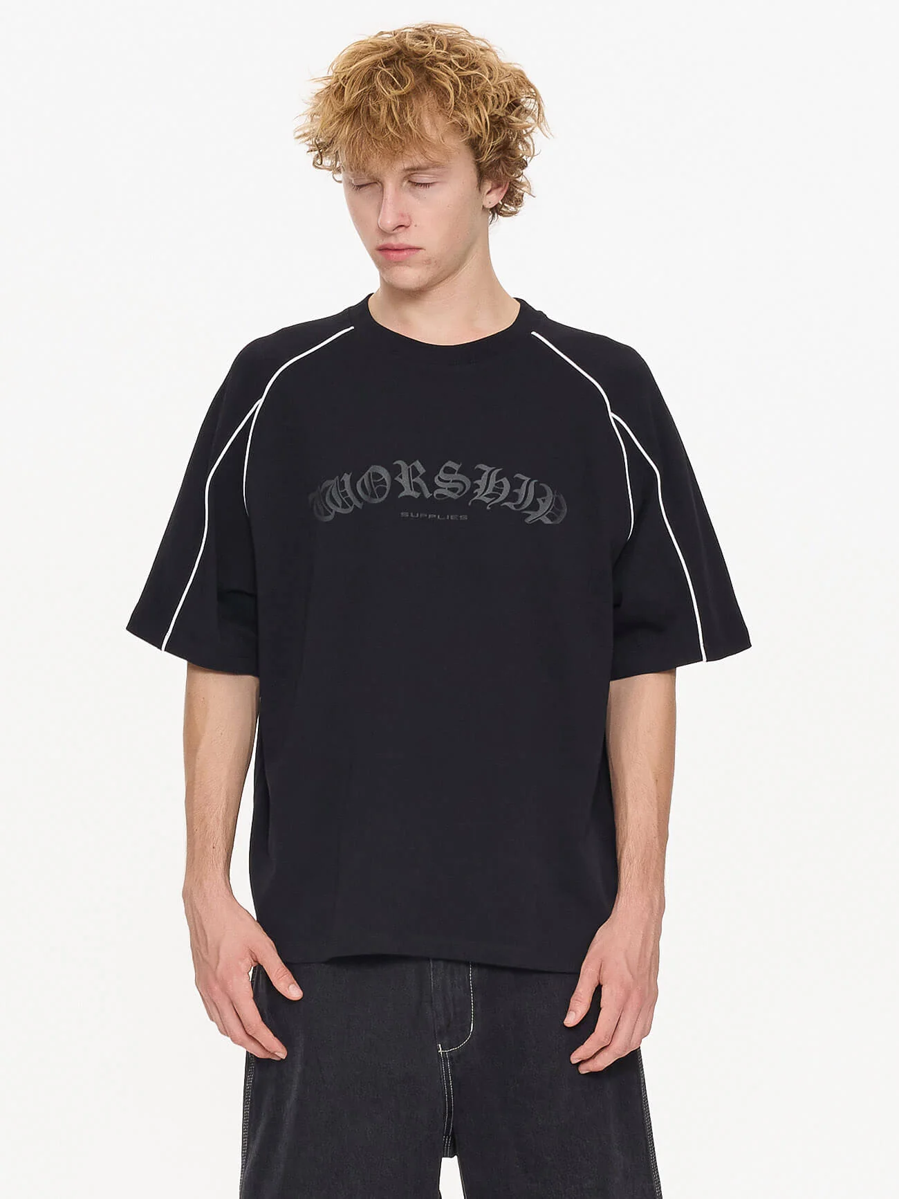 Frequency Panel Oversize Raglan Tee - Black - Image 7