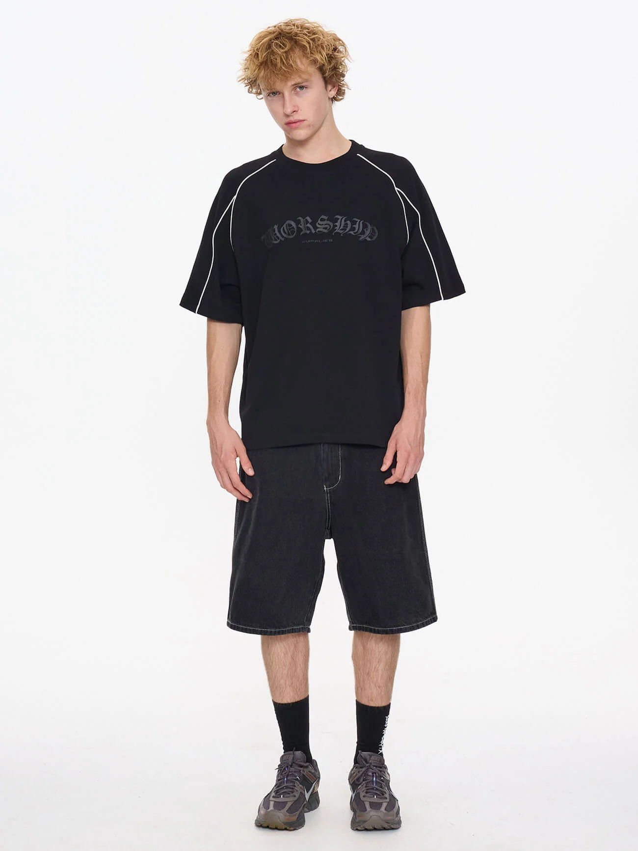 Frequency Panel Oversize Raglan Tee - Black - Image 8
