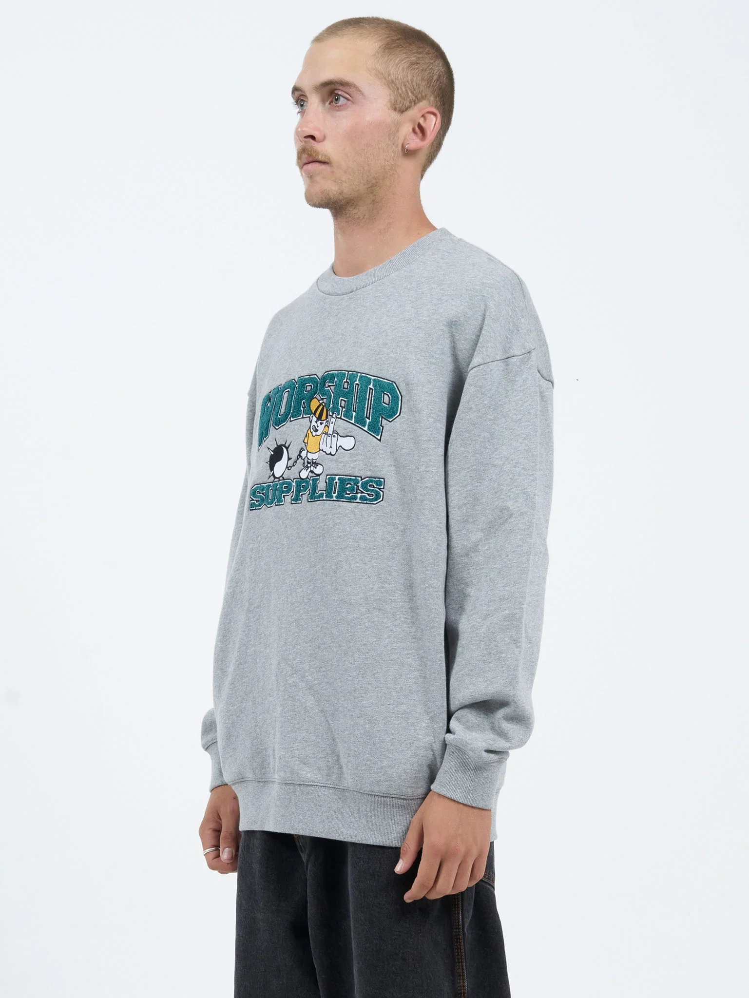 Freshman Crew Fleece - Grey Marle - Image 2