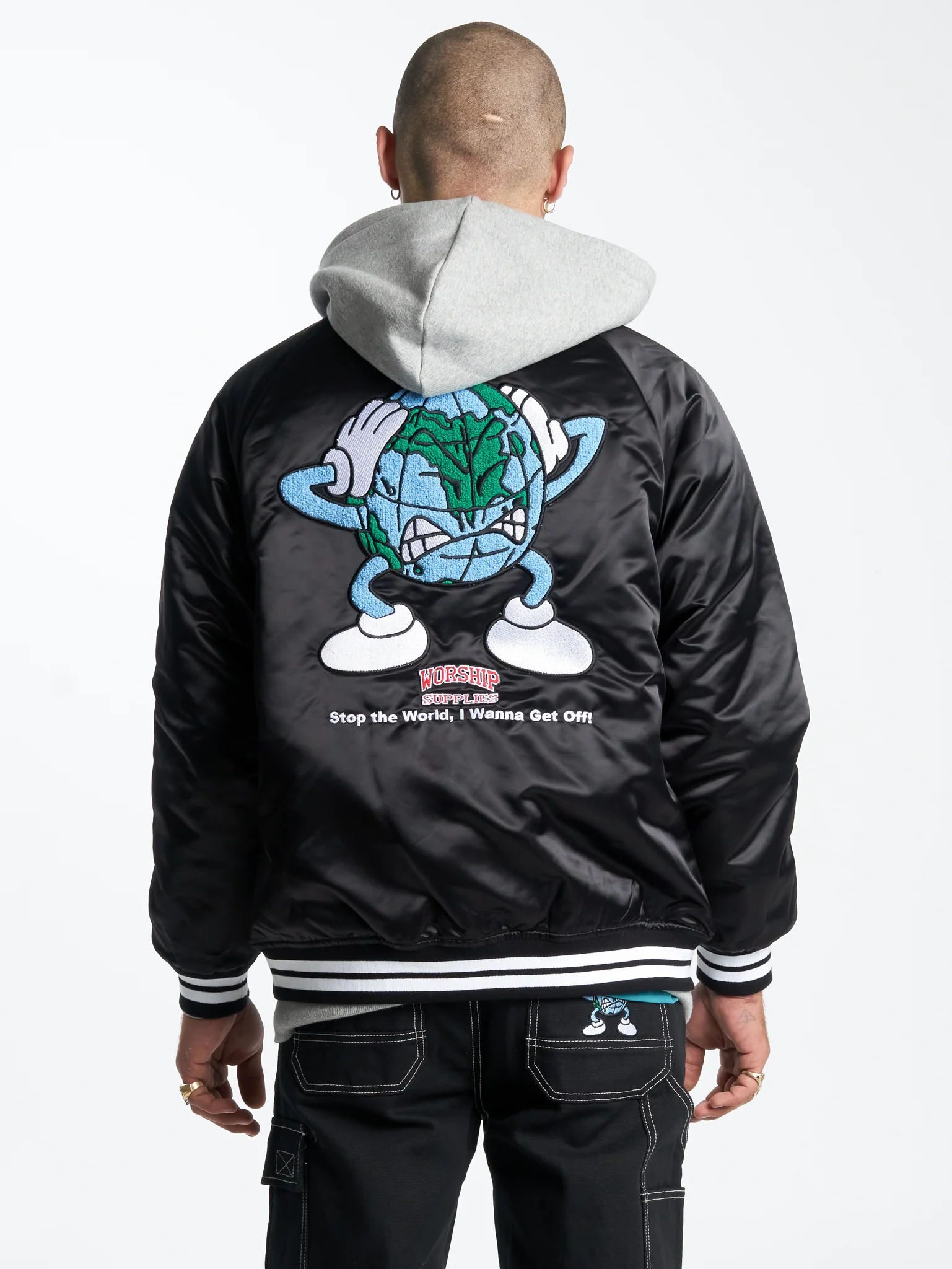 Get Off Nylon Varsity Jacket - Black - Image 2