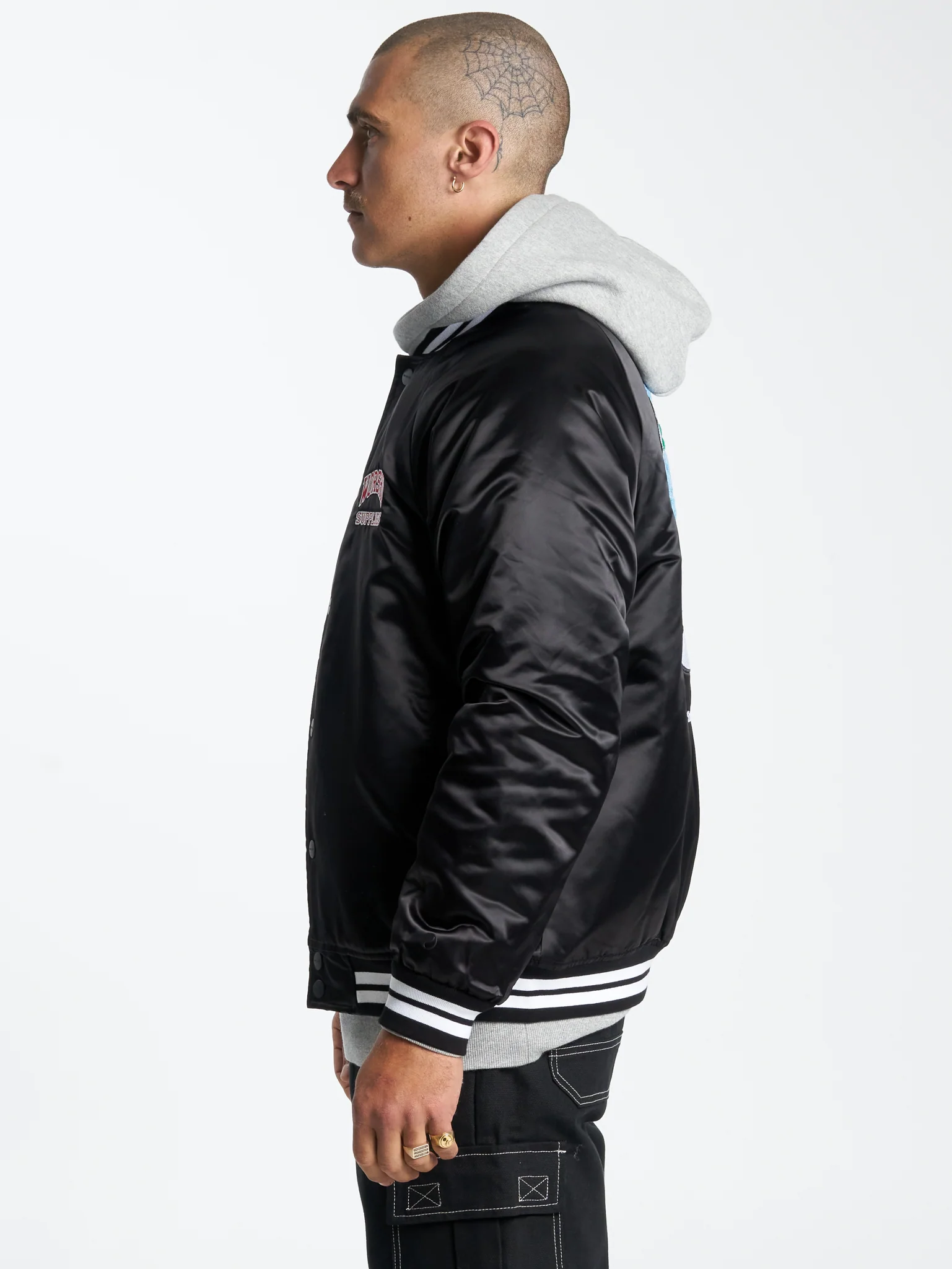 Get Off Nylon Varsity Jacket - Black - Image 3