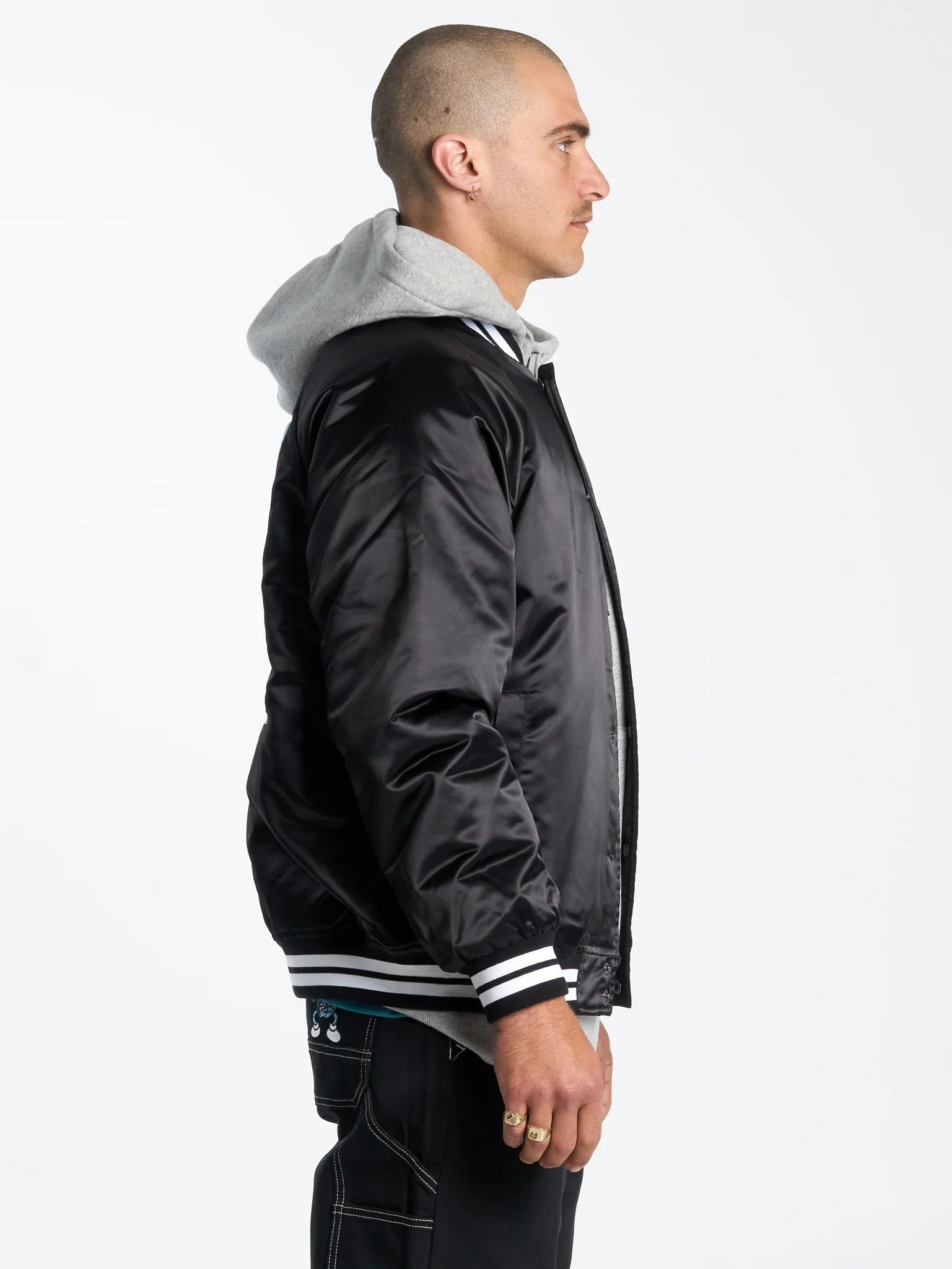 Get Off Nylon Varsity Jacket - Black - Image 4