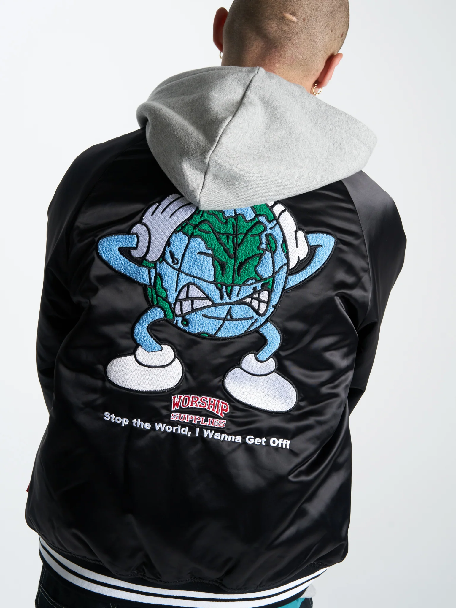 Get Off Nylon Varsity Jacket - Black - Image 7