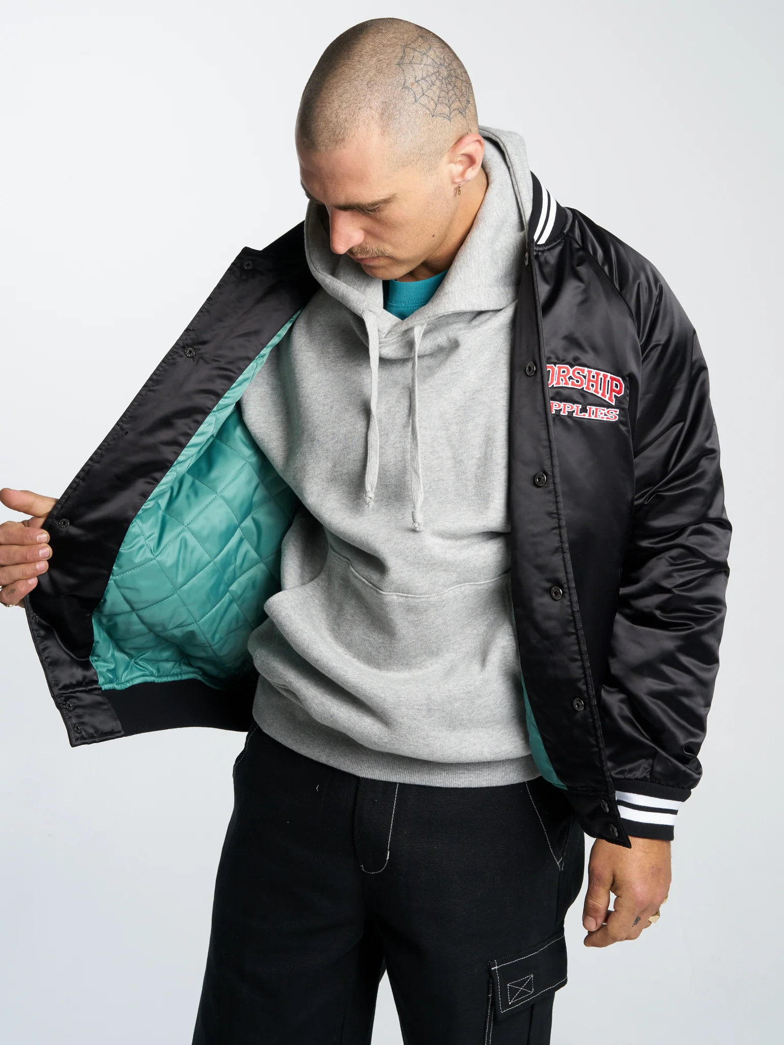 Get Off Nylon Varsity Jacket - Black - Image 8