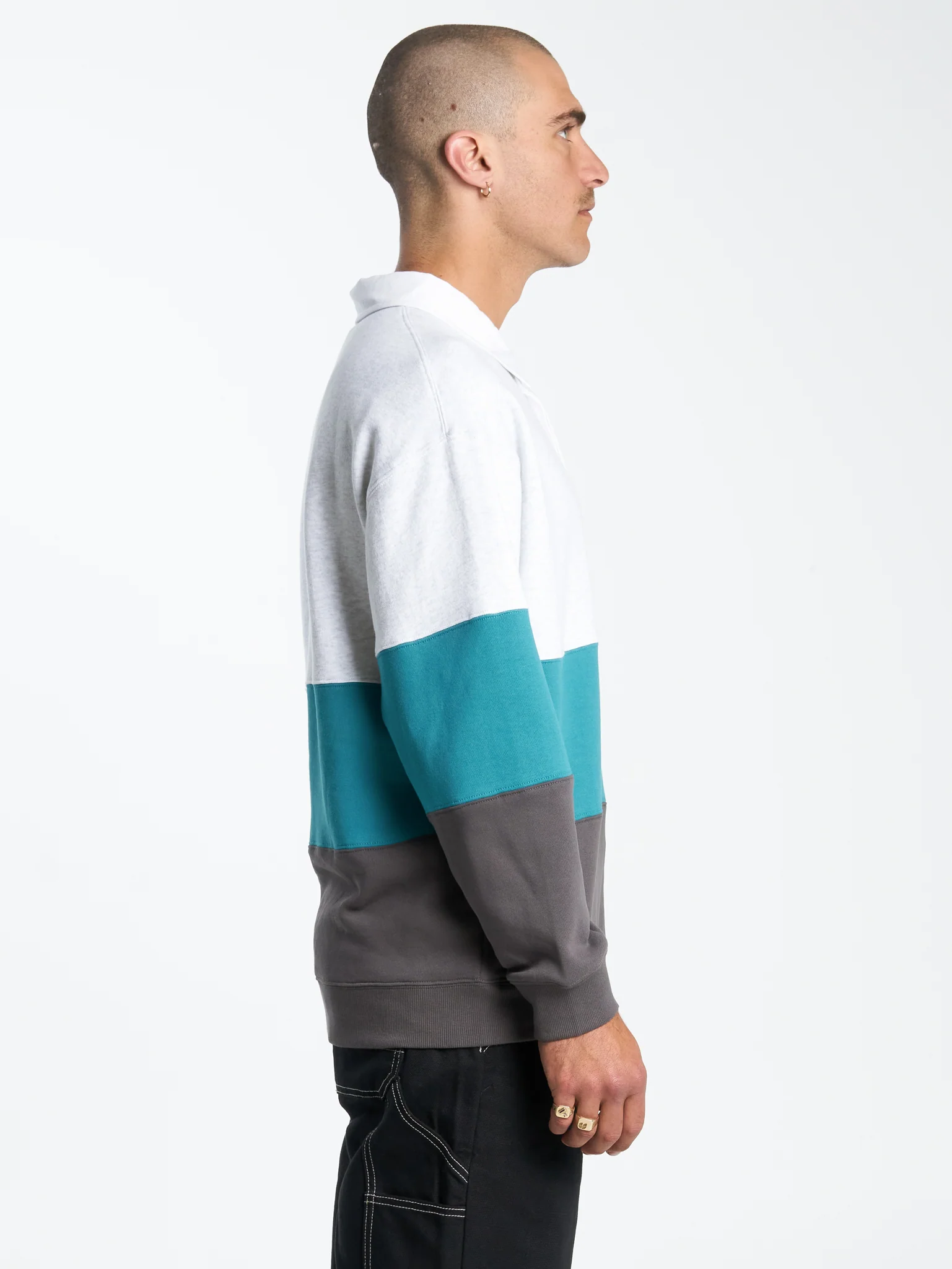 Get Off Paneled Rugby Fleece - Snow Marle - Image 4