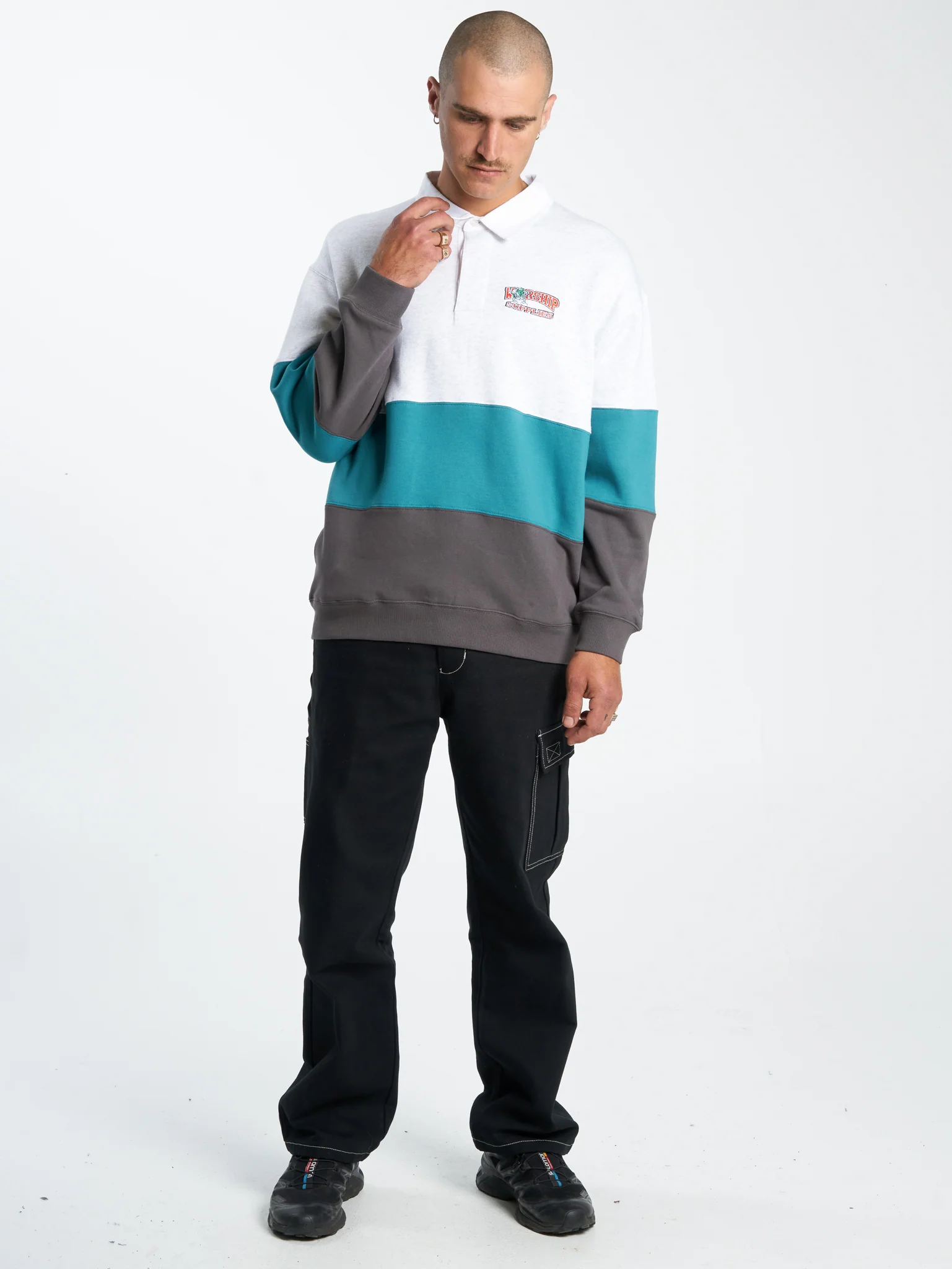Get Off Paneled Rugby Fleece - Snow Marle - Image 5
