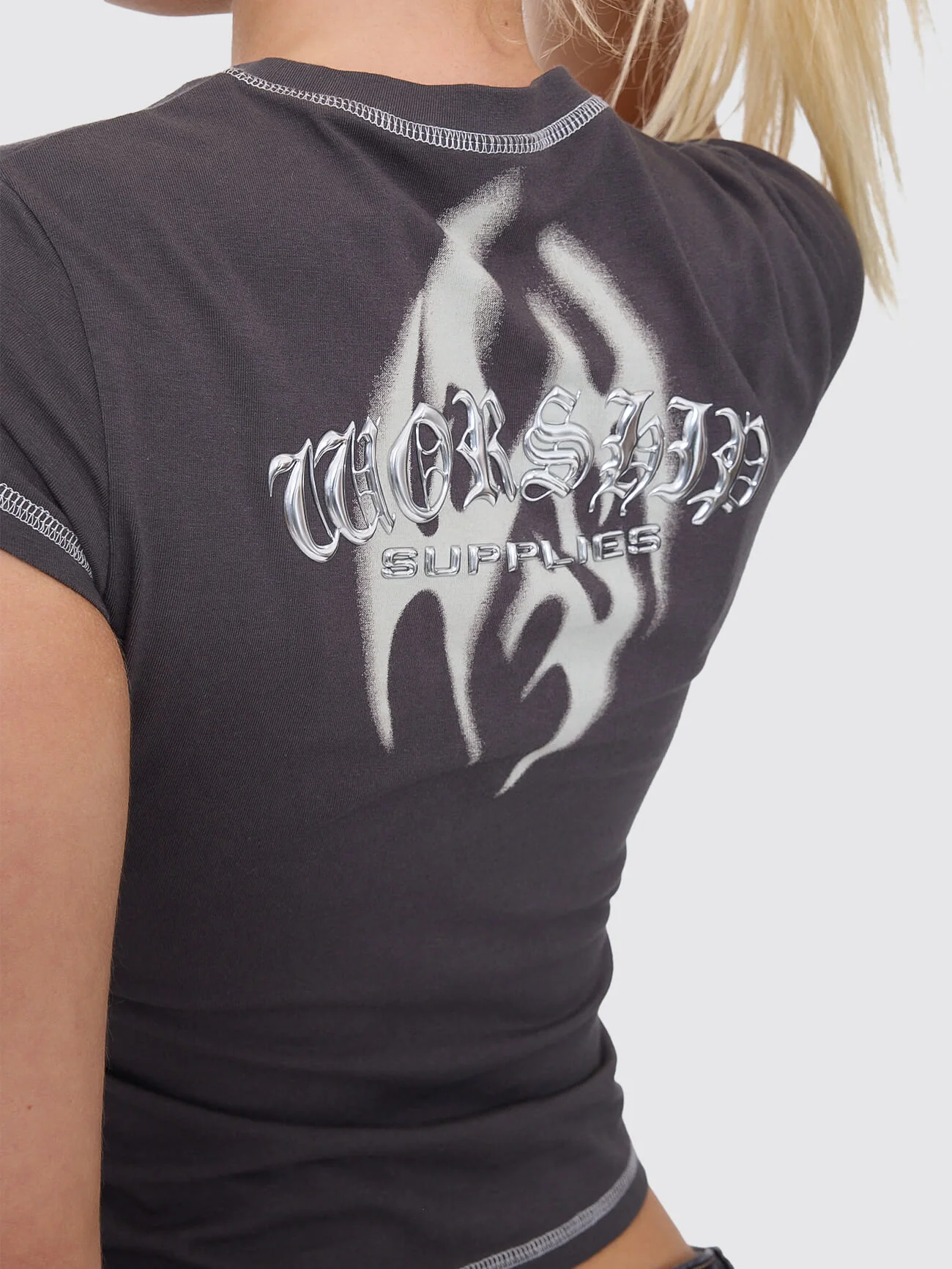Ghosted Cap Sleeve Tee - Worn Black - Image 2