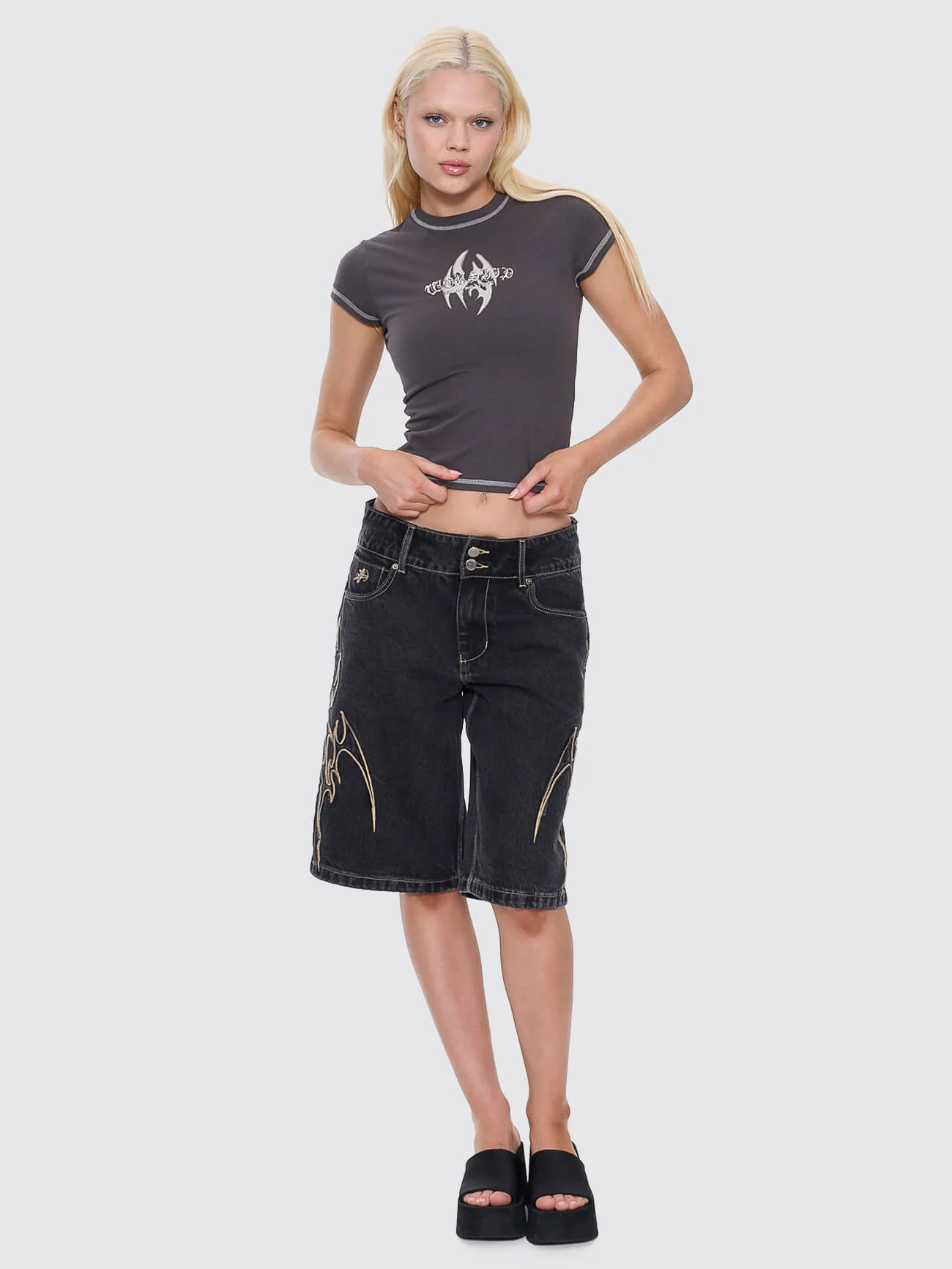 Ghosted Cap Sleeve Tee - Worn Black - Image 8