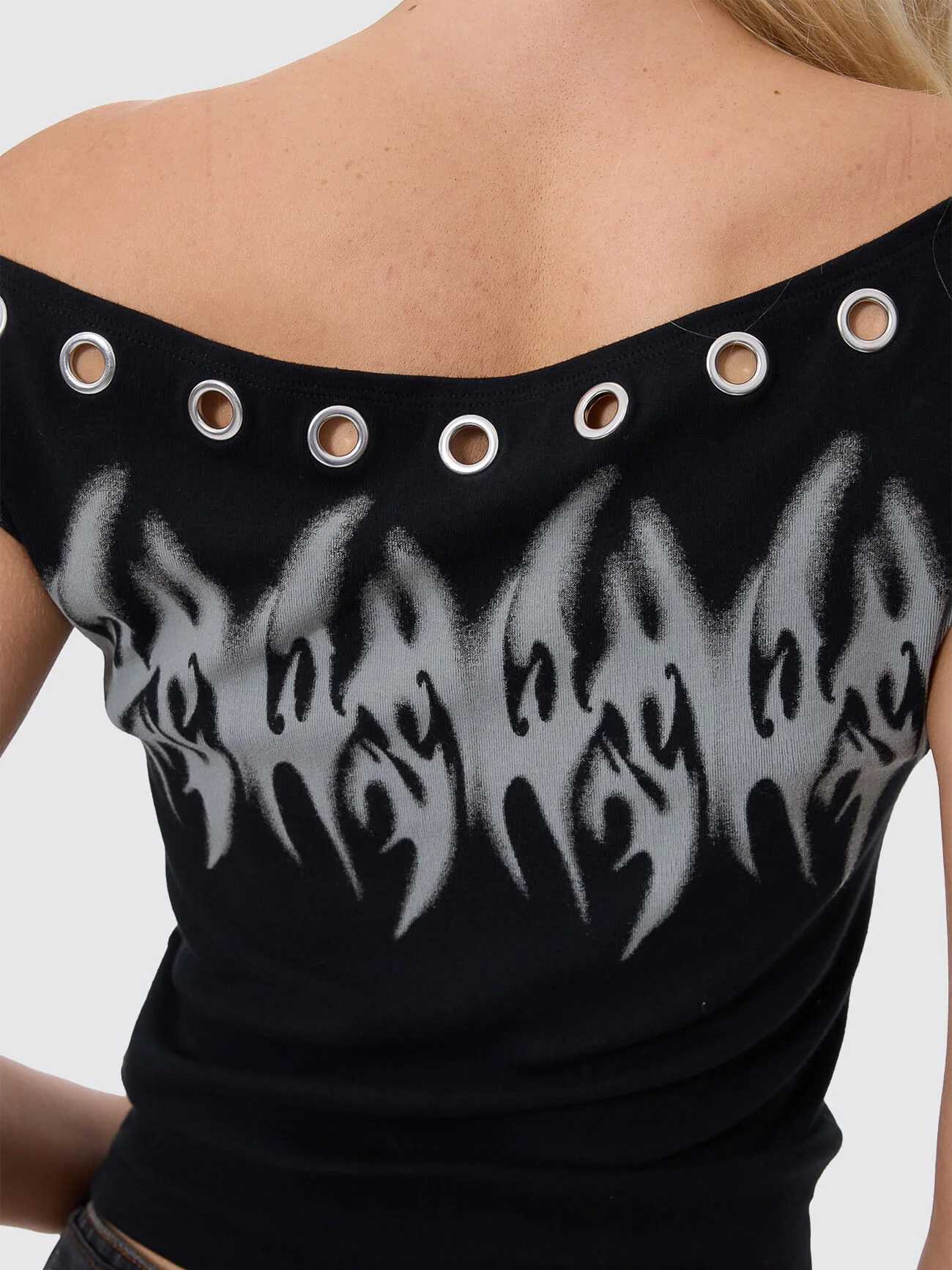 Ghosted Cold Shoulder Top - Black - Image 7