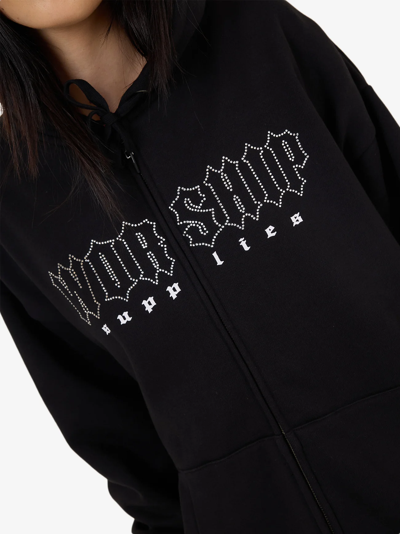 Glitz Zip Front Hood - Black - Image 2