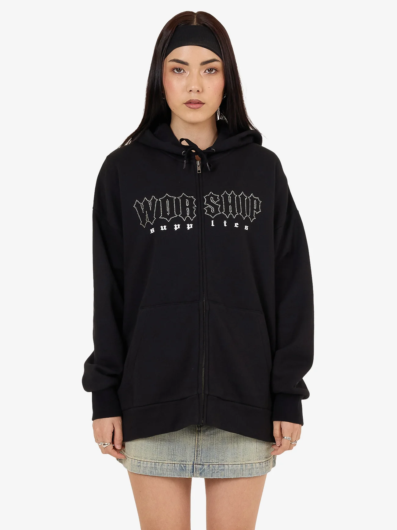Glitz Zip Front Hood - Black - Image 4