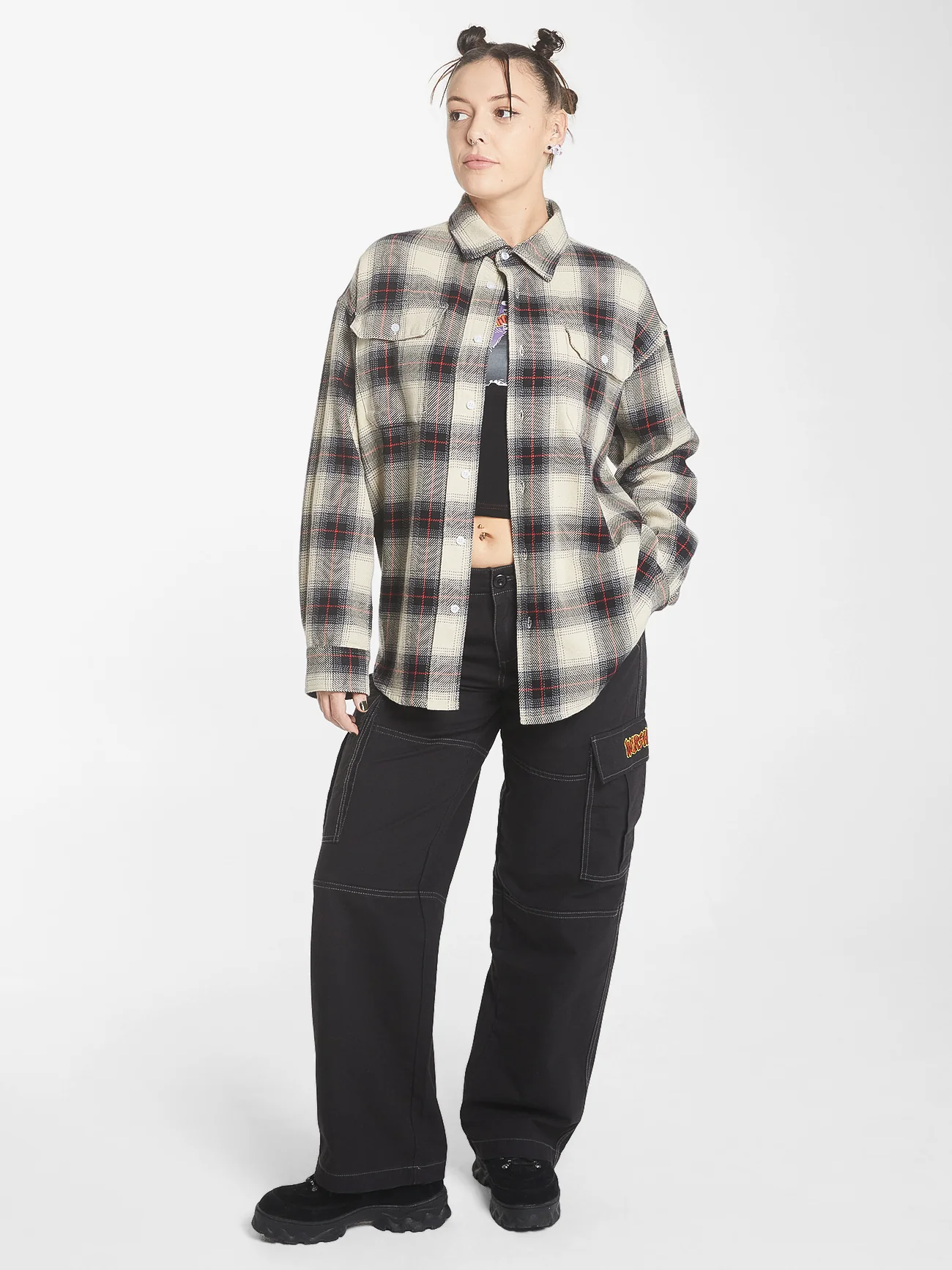 Gobbler Long Sleeve Flannel Shirt - Black - Image 5
