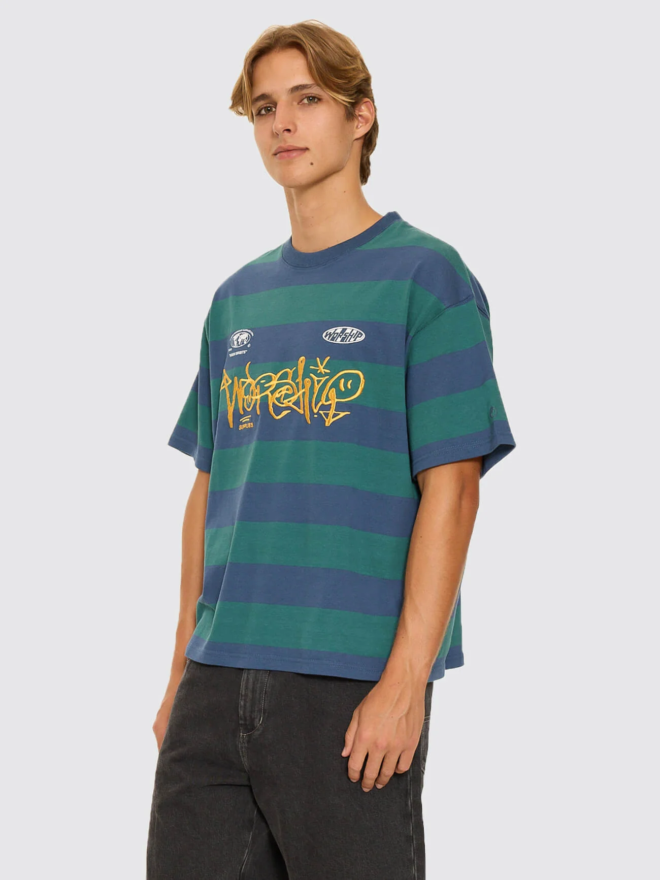 Graf Stripe Oversize Tee - Blue - Image 4
