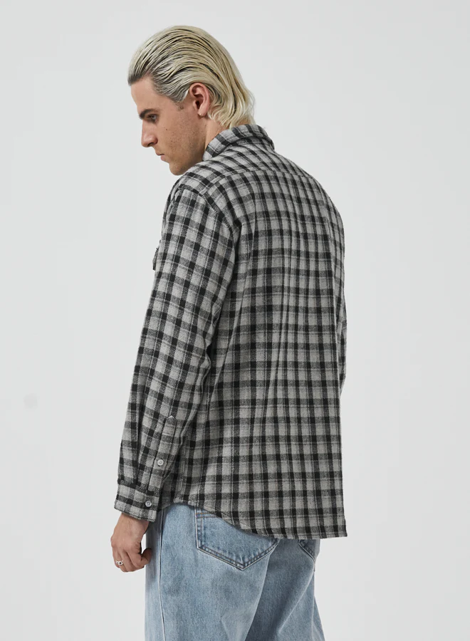 Grilled Long Sleeve Flannel Shirt - Black - Image 3