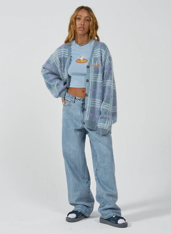 Hangtime Fuzzy Cardigan - Blue Fog - Image 5