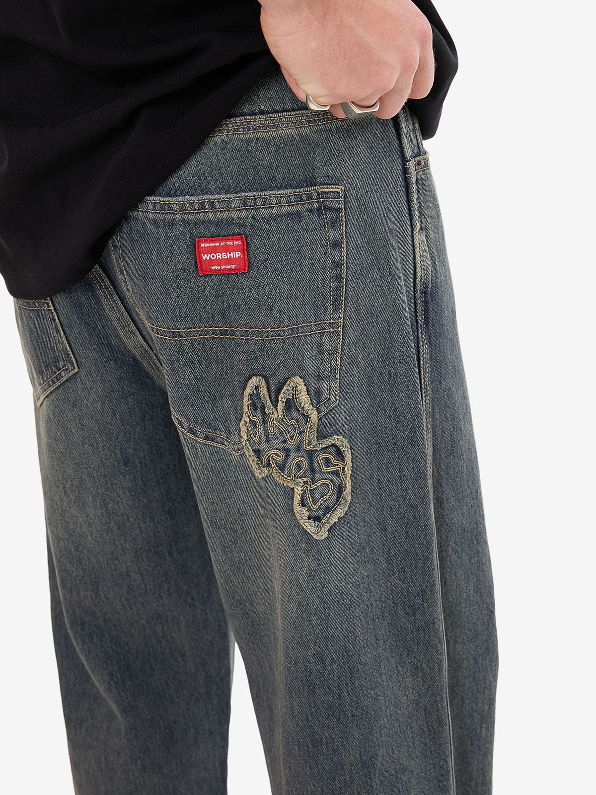 Heavy Heart Big Lounger Jean - Blasted Blue - Image 3