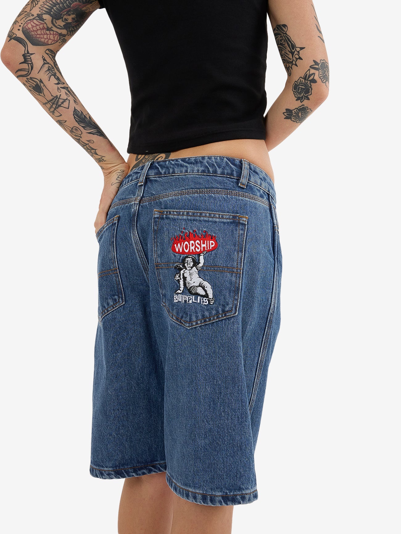 Hold Up Worship Big Baggy Short - Sky High Blue - Image 7