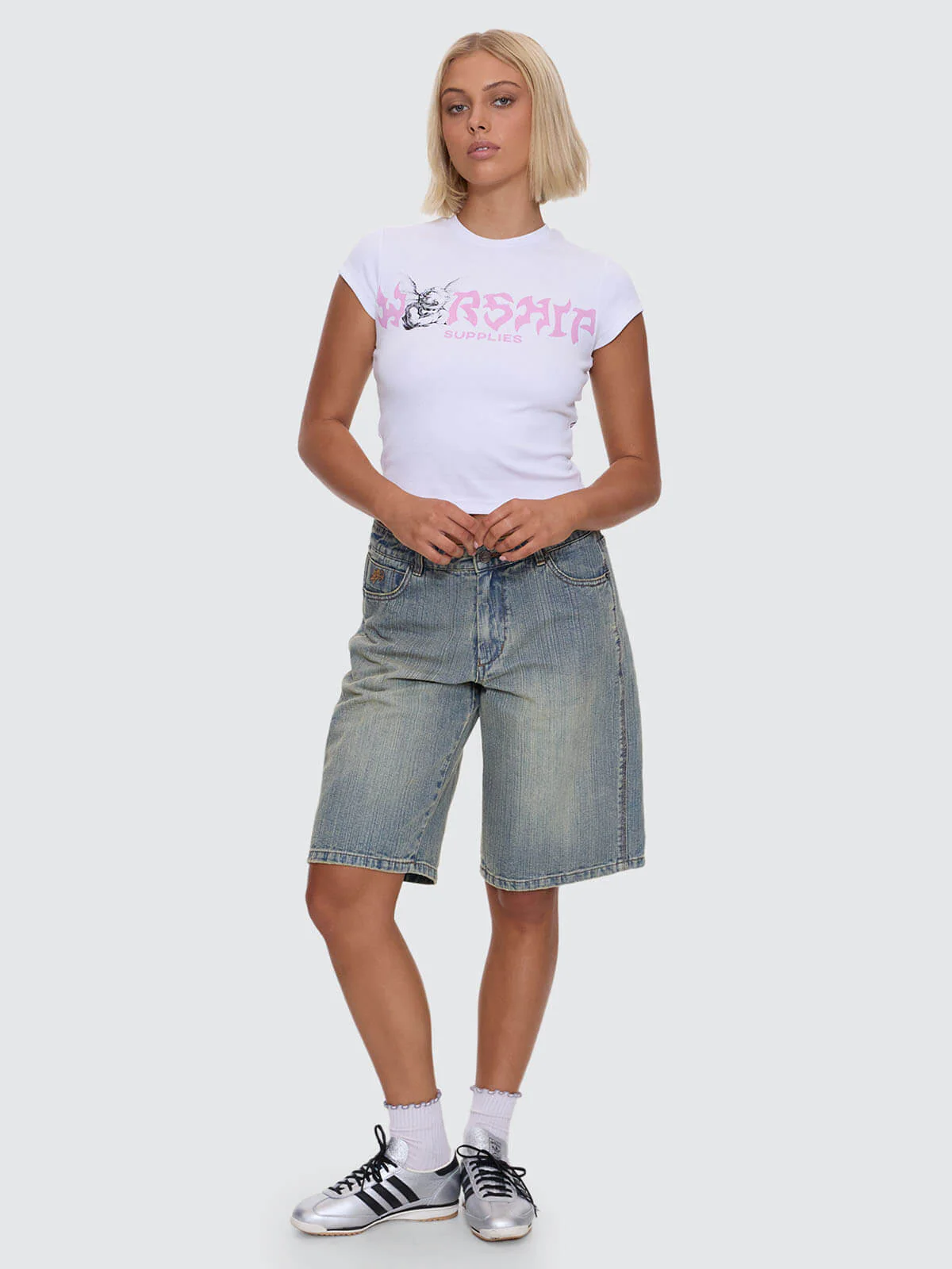 Horns Cap Sleeve Tee - White - Image 3
