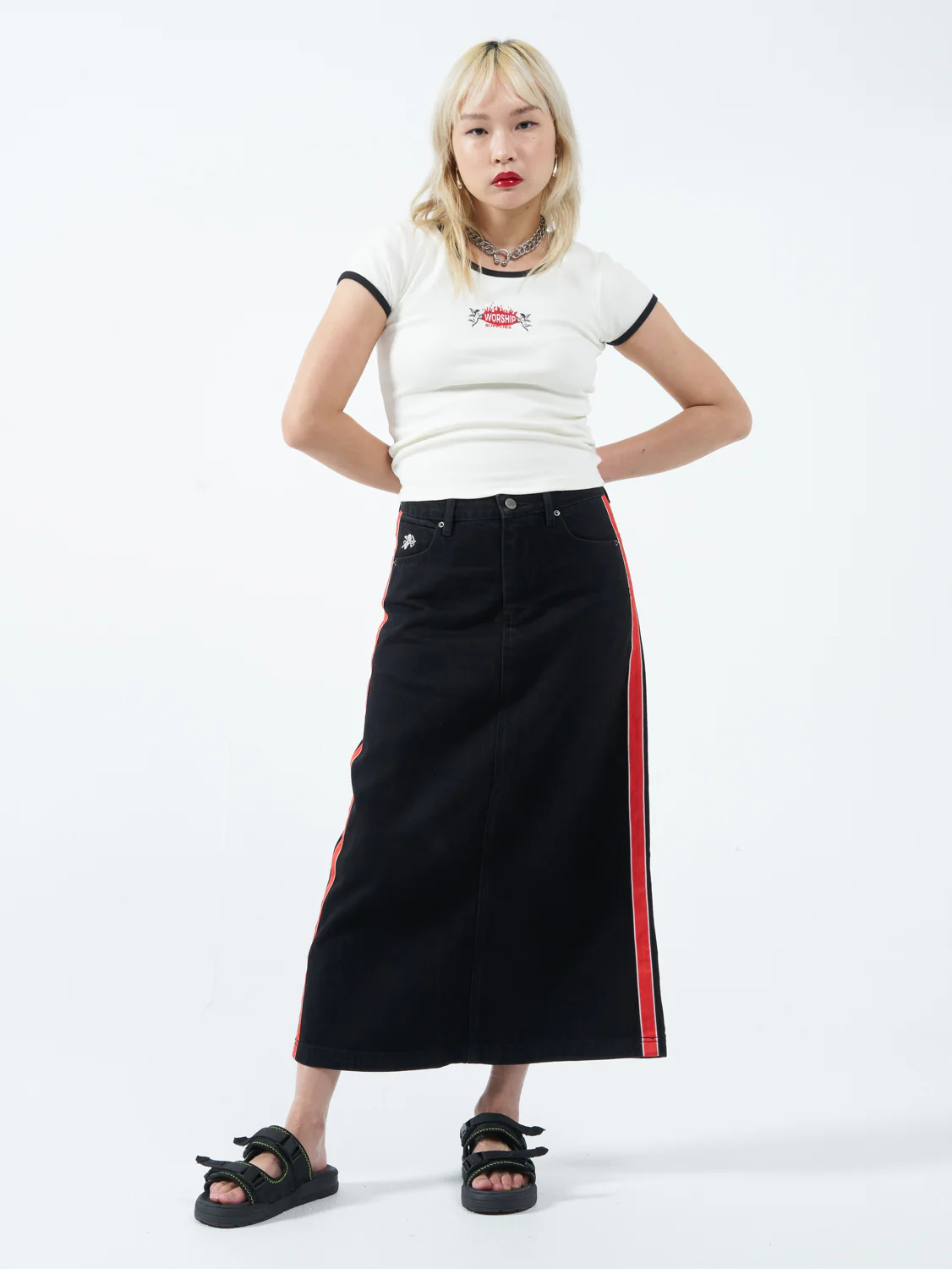 Hot Plate Slim Ringer Tee - Bone - Image 5