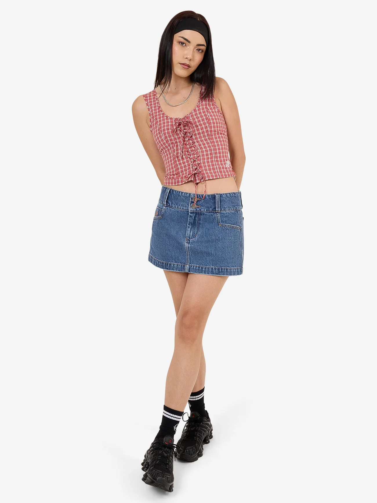 Impish Lace Up Top - Cherry Red - Image 3
