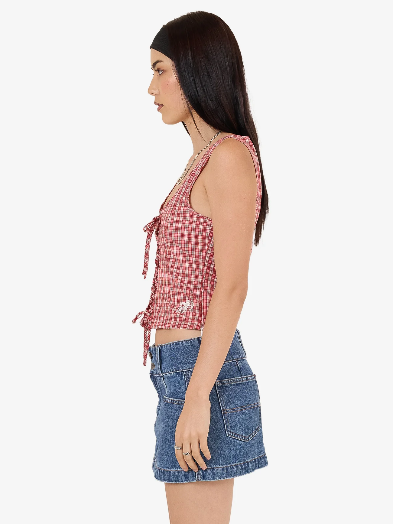 Impish Lace Up Top - Cherry Red - Image 4