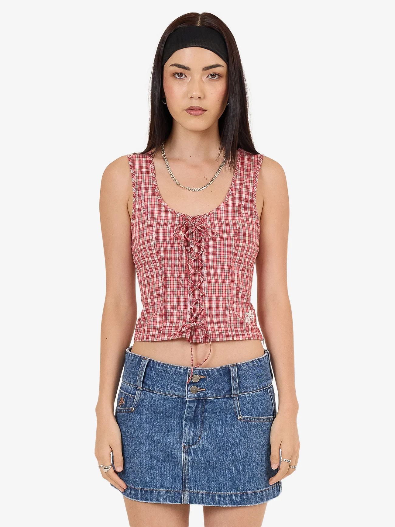 Impish Lace Up Top - Cherry Red - Image 6
