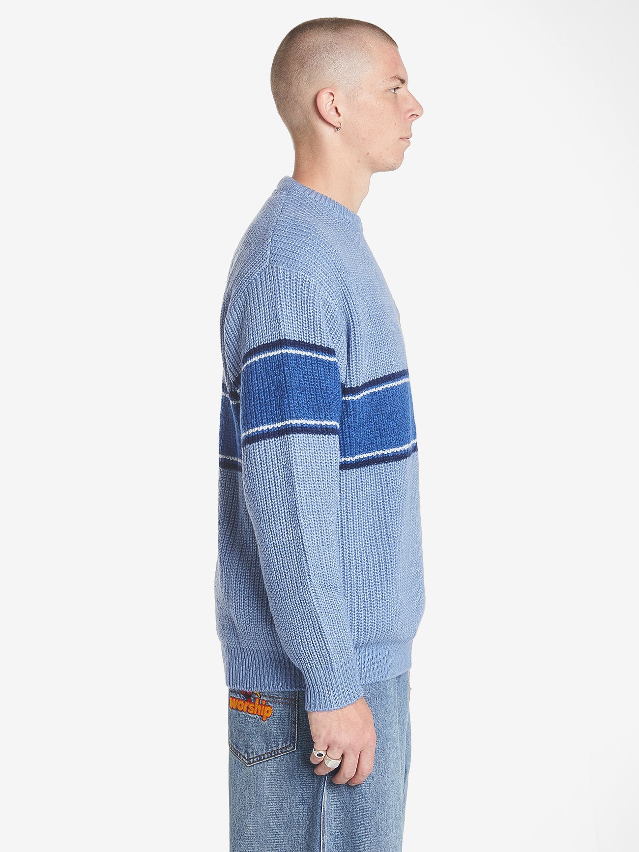 Inferno Thick Gauge Knit Crew - Columbian Blue - Image 3