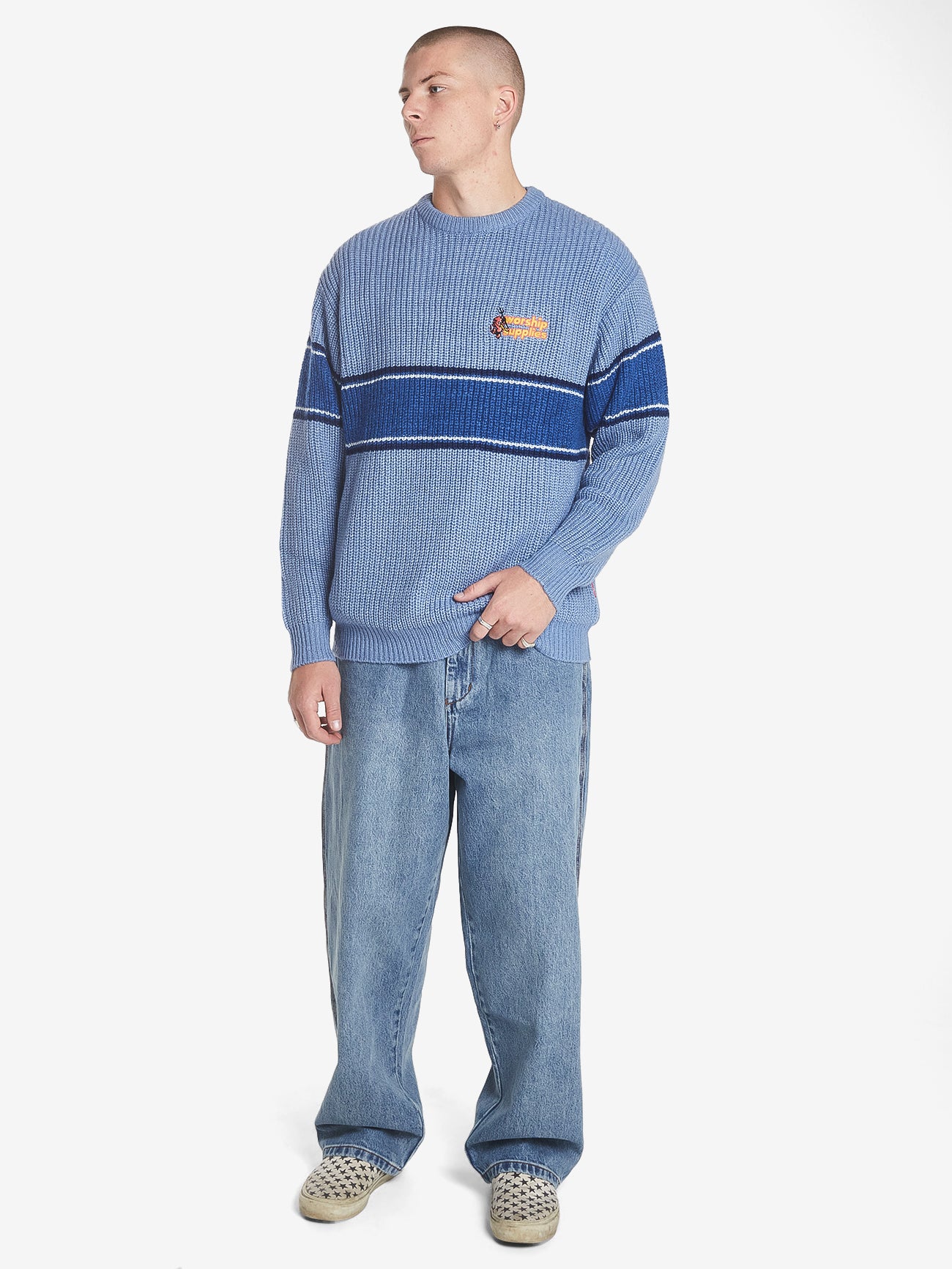 Inferno Thick Gauge Knit Crew - Columbian Blue - Image 5