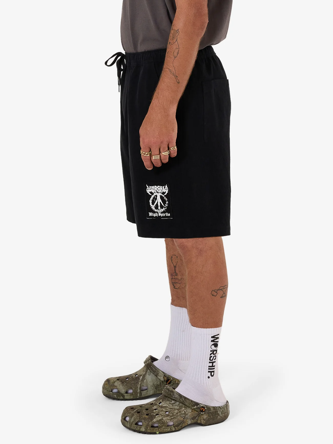 Inherit Baggy Cotton Linen Short - Black - Image 3