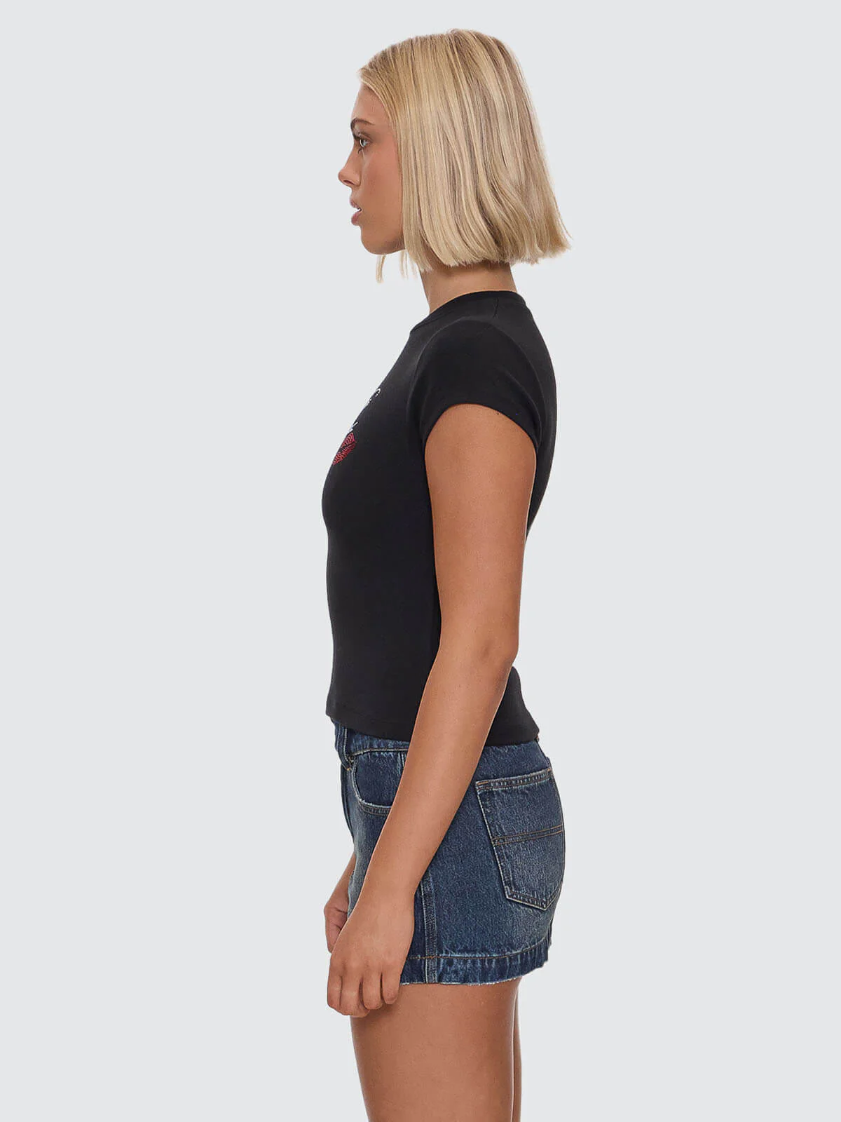 Kiss It Cap Sleeve Tee - Black - Image 4
