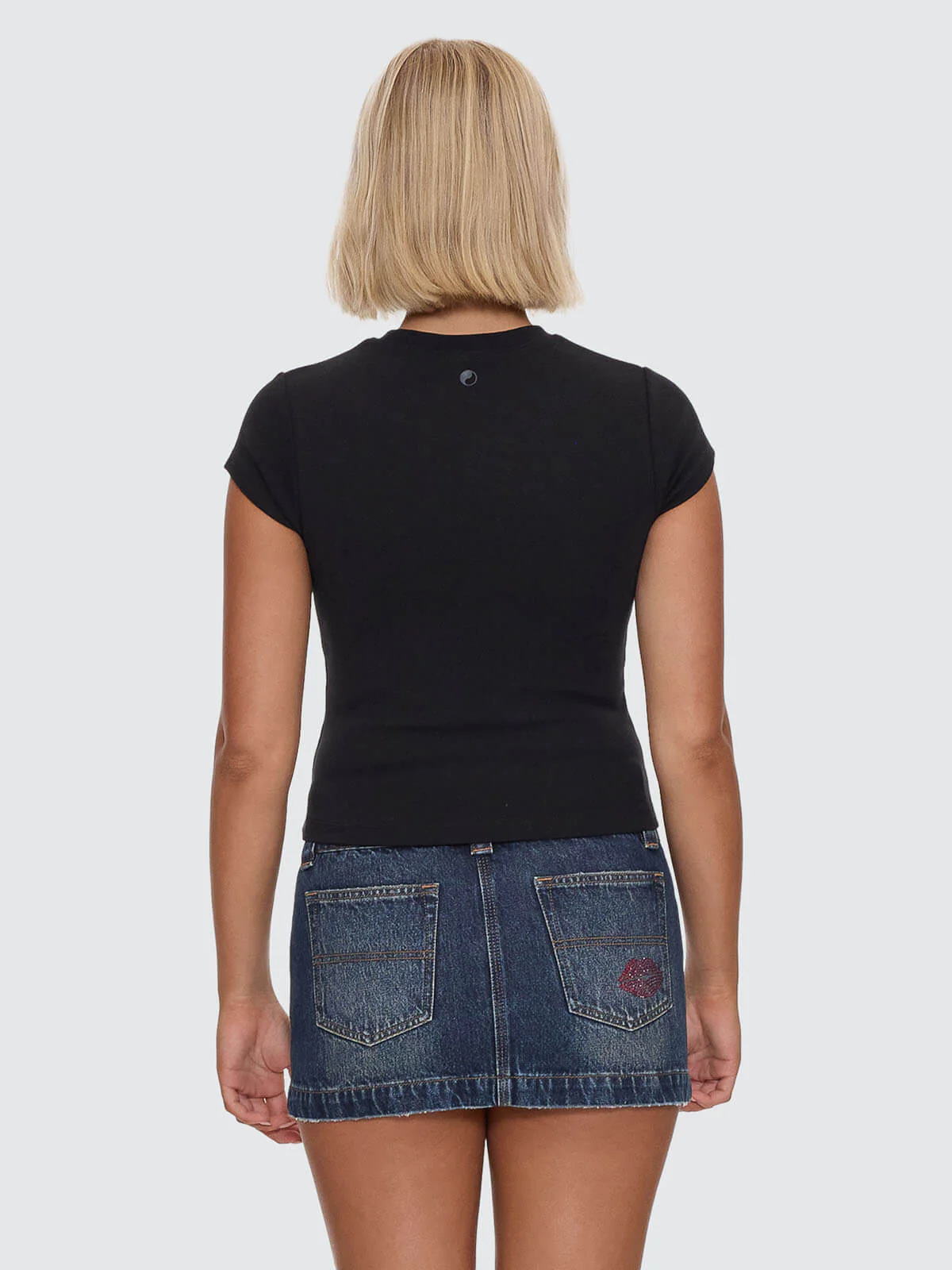 Kiss It Cap Sleeve Tee - Black - Image 5