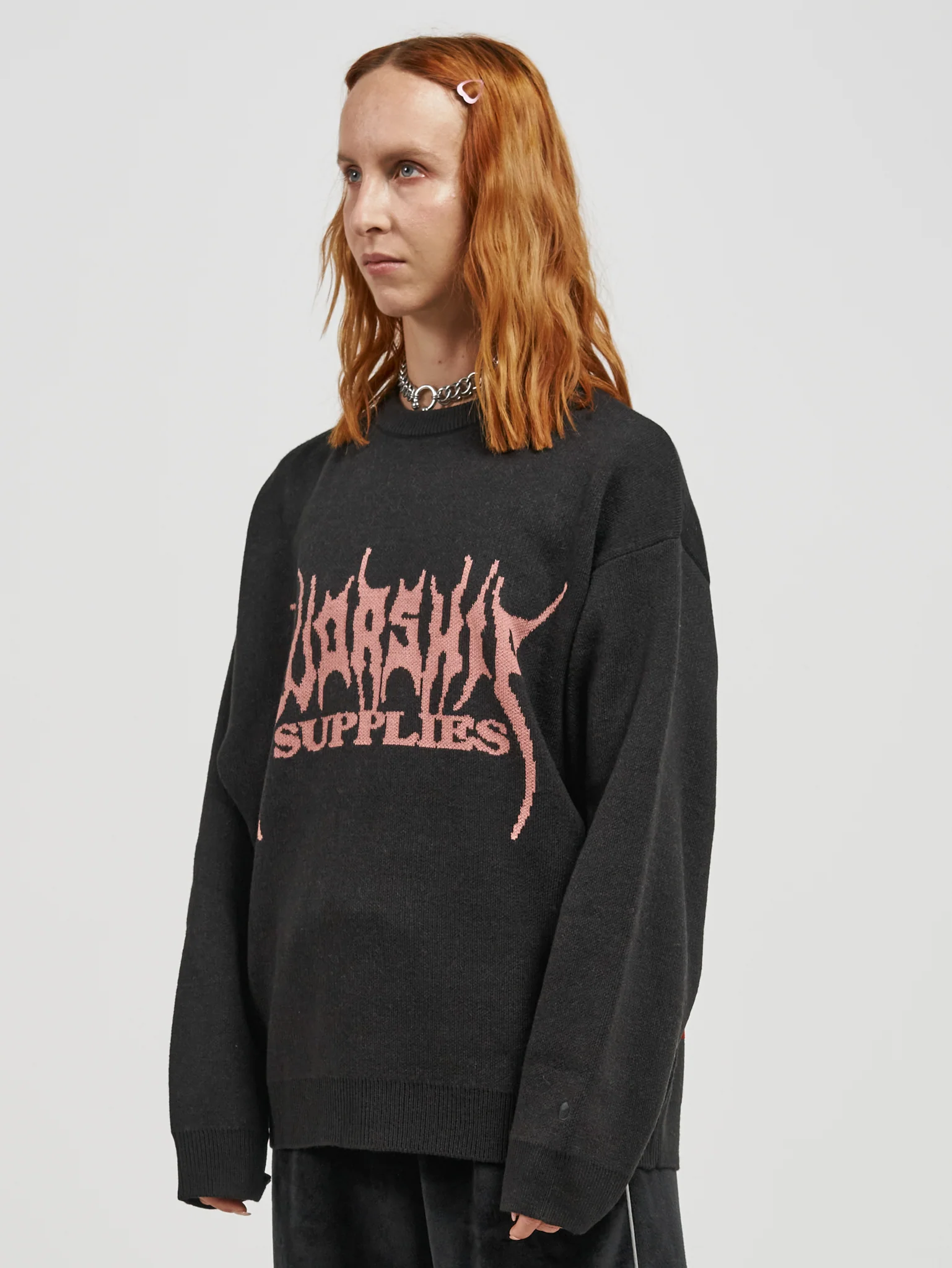Kitty Kitty Box Fit Crew Knit - Black - Image 2