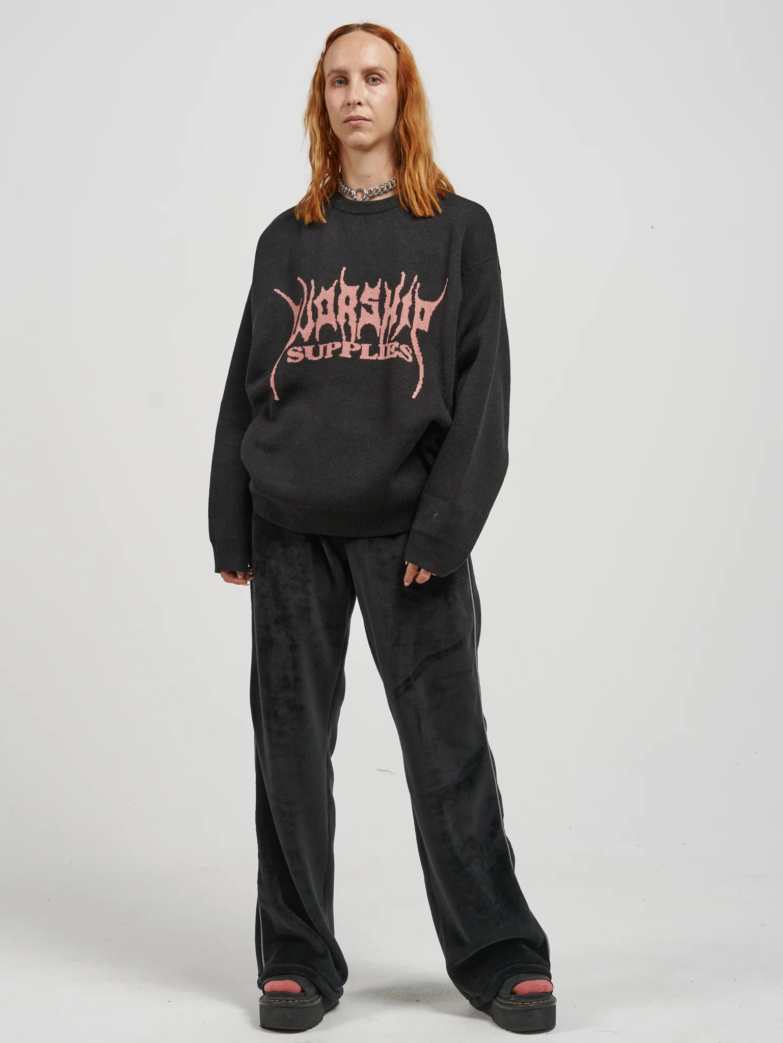 Kitty Kitty Box Fit Crew Knit - Black - Image 4
