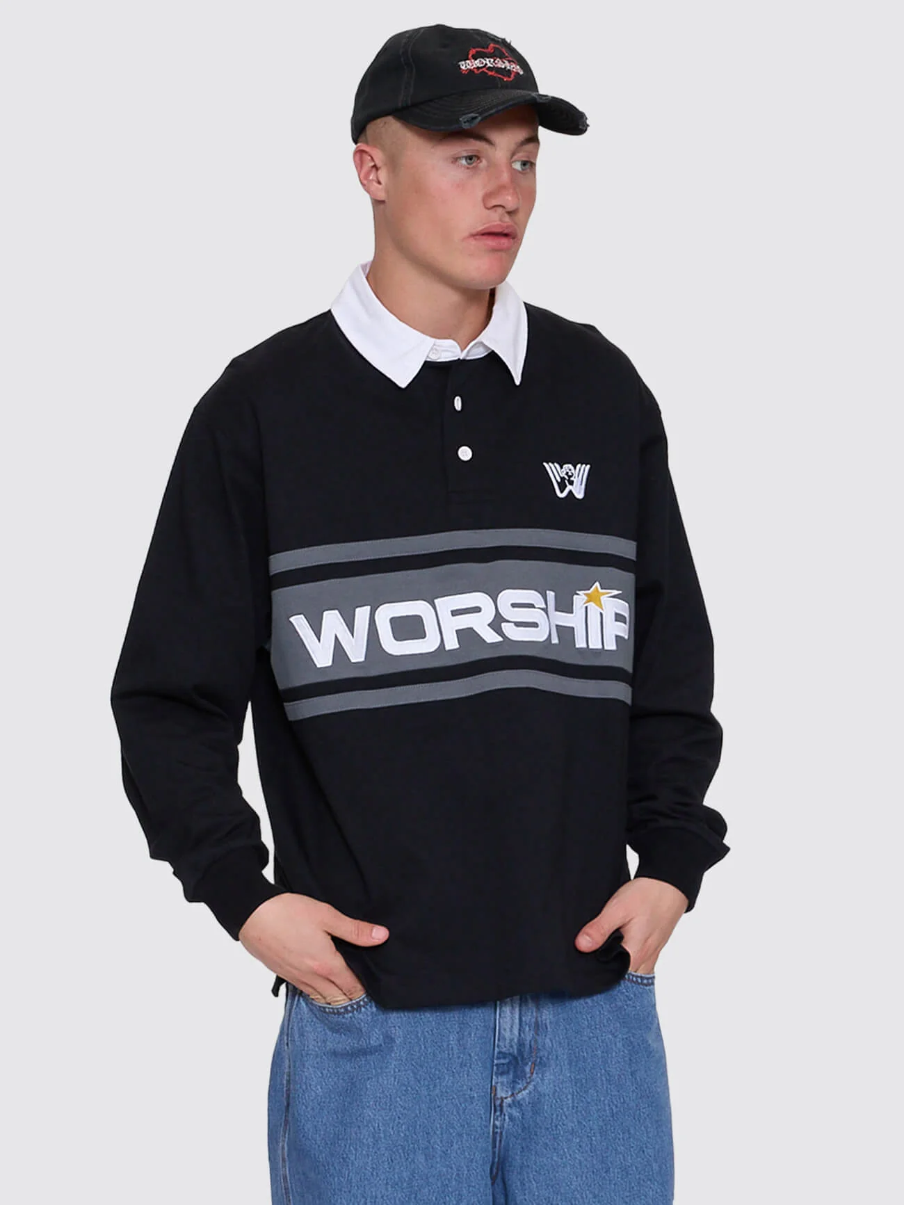 Laser Long Sleeve Rugby Polo - Black - Image 4