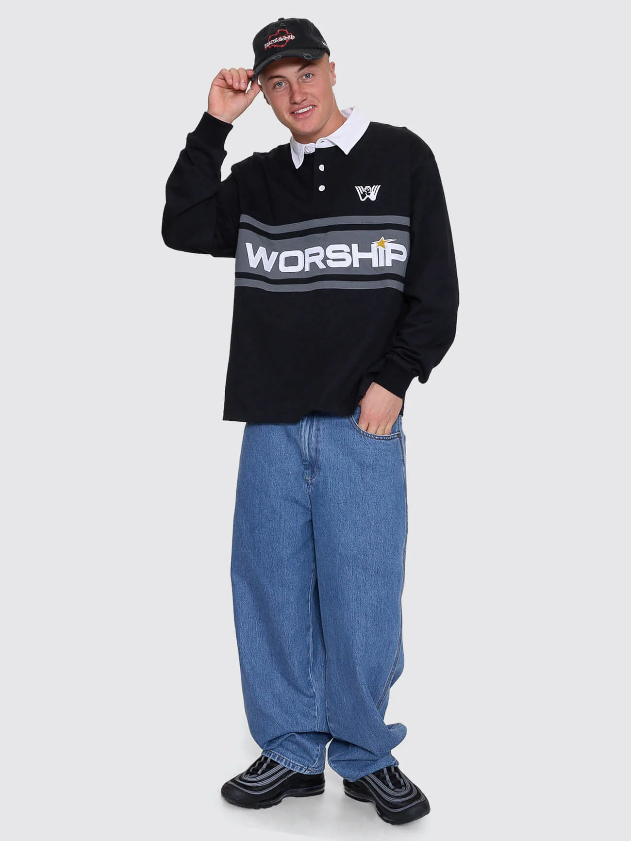 Laser Long Sleeve Rugby Polo - Black - Image 5
