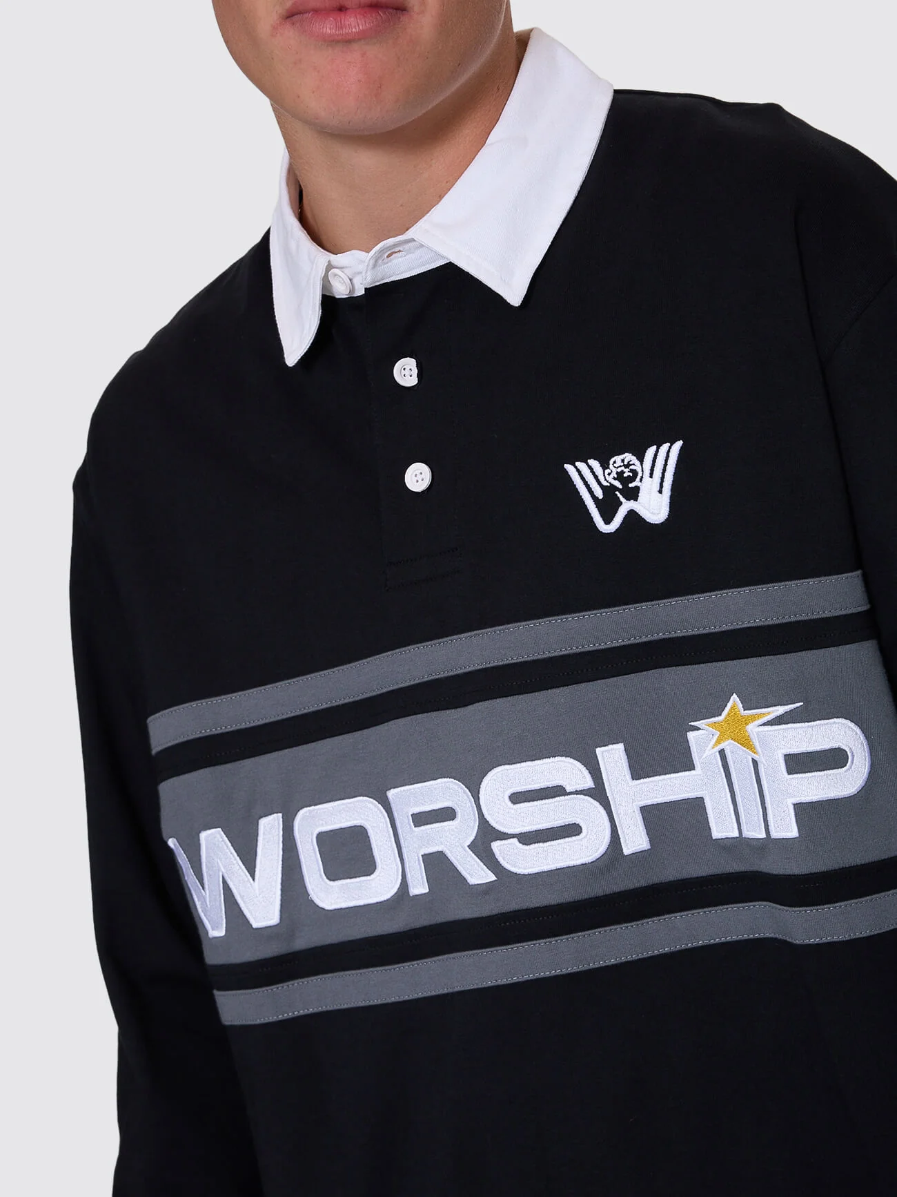 Laser Long Sleeve Rugby Polo - Black - Image 6